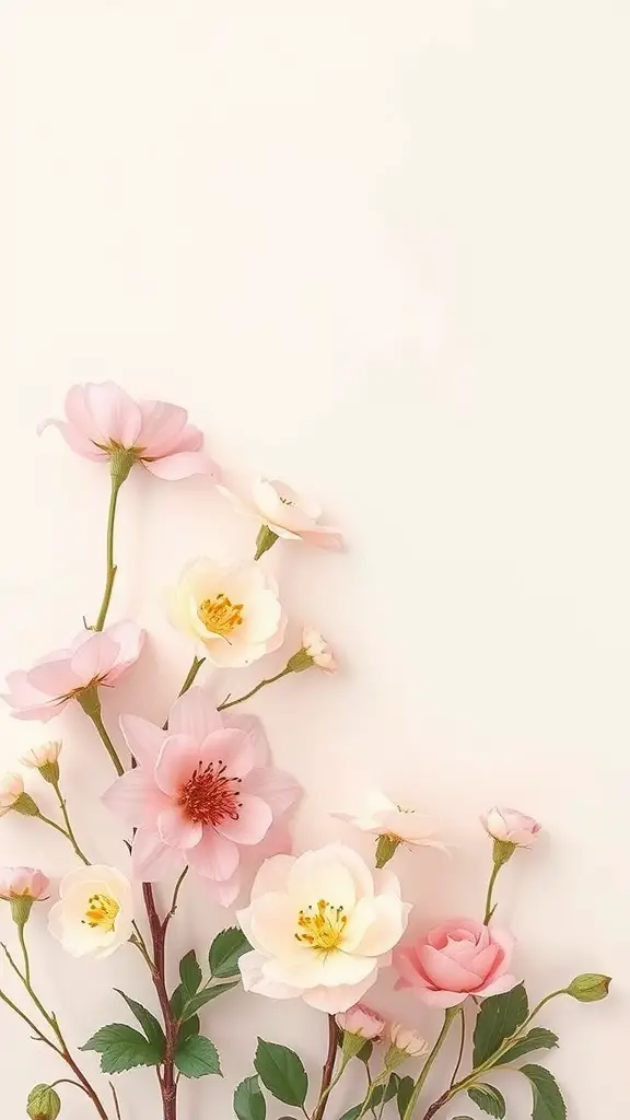 23 Beautiful Mother's Day Wallpaper Ideas to Celebrate Mom 9 An arrangement of pastel flowers on a light background