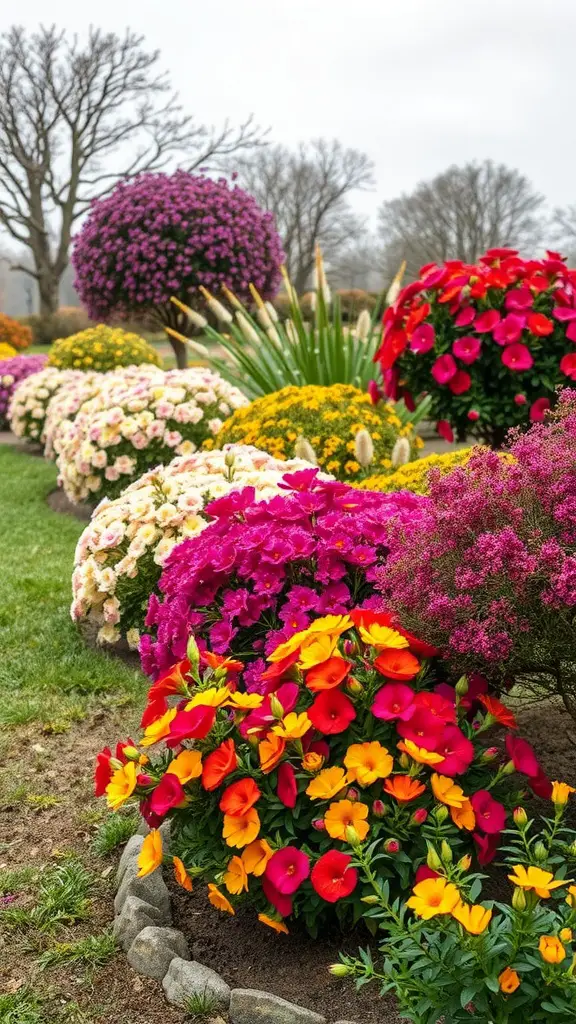 25 Creative Gardening Ideas to Transform Your Outdoor Space 28 A vibrant display of various flowering shrubs in a garden, showcasing a mix of bright and soft colors.