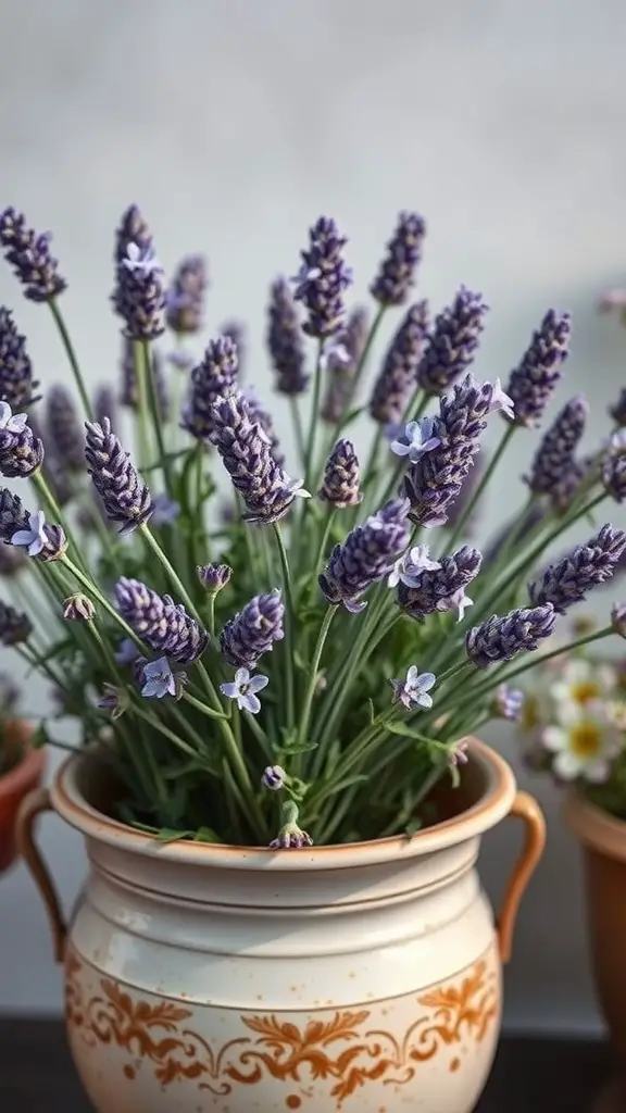 25 Creative Flower Pot Ideas for Mother's Day 13 Lavender flowers in a vintage pot