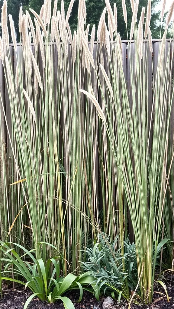 Tall grasses in a garden creating a natural privacy screen