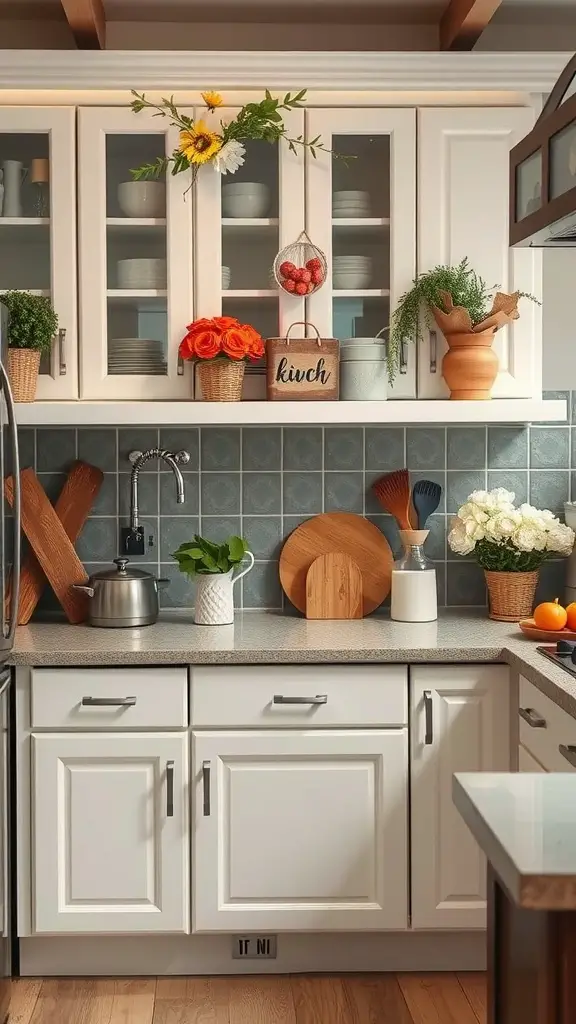 29 Stunning Kitchen Makeover Ideas for a Fresh Look 27 A well-decorated kitchen with flowers, herbs, and wooden accents