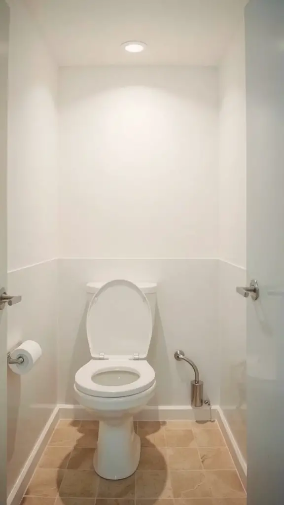 25 Genius Ideas for Maximizing Small Toilet Rooms 9 A small, bright toilet room with white walls and a clean design.
