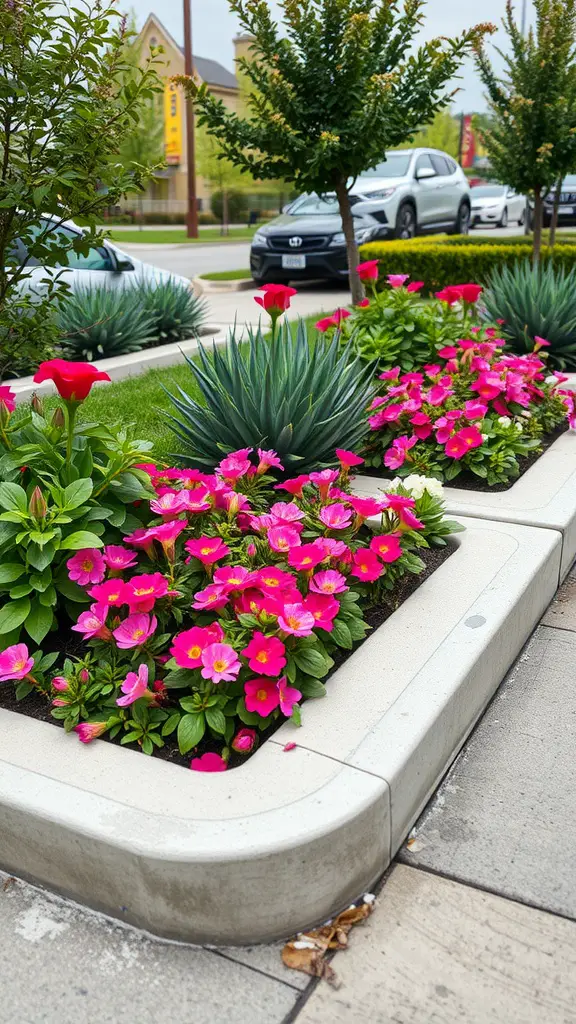 21 Creative Flowerbed Edging Ideas for a Stunning Garden 20 Flowerbed with decorative concrete curbs and vibrant flowers.