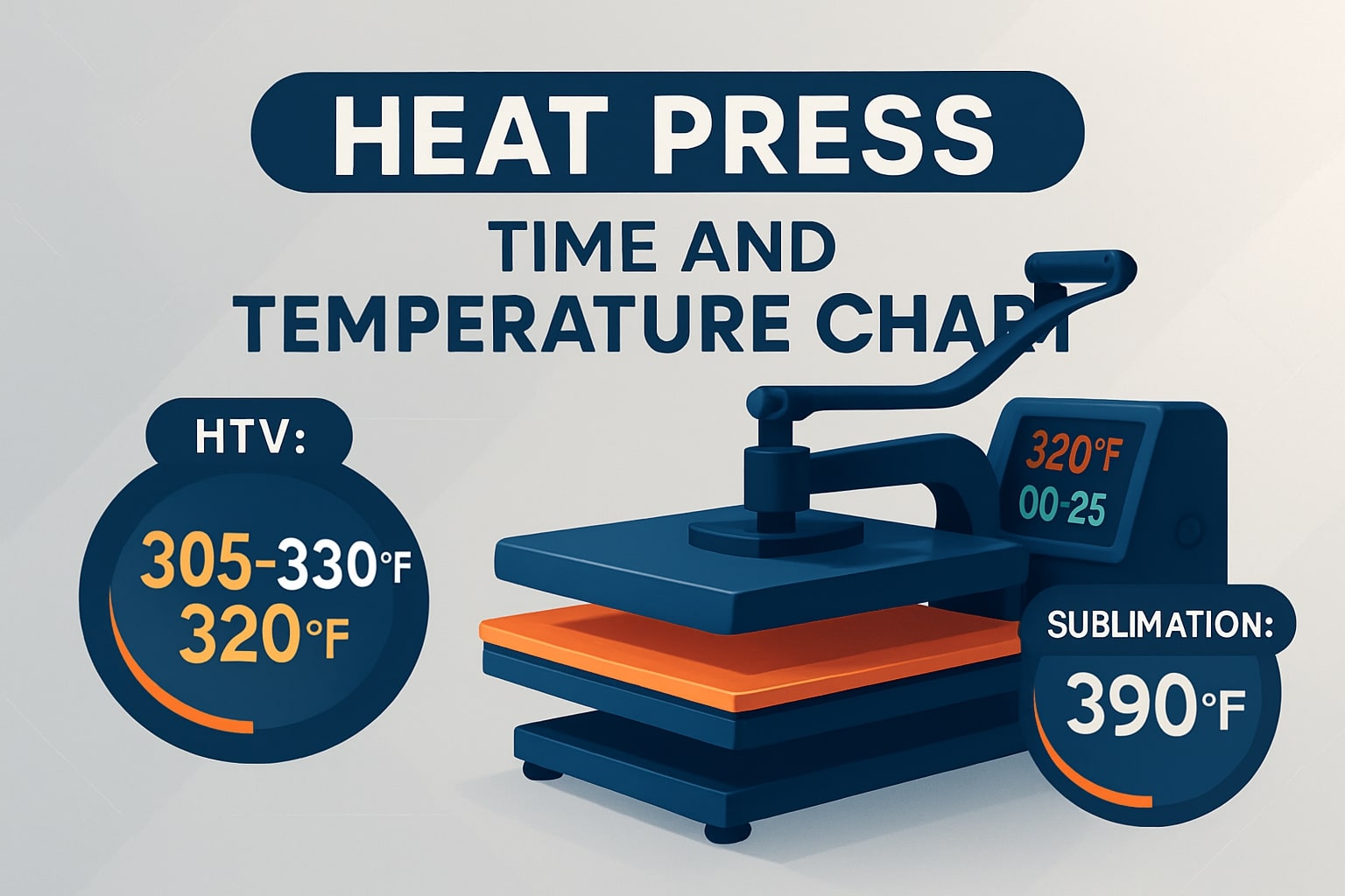 Heat Press Time and Temperature Chart: Complete Guide | 2026