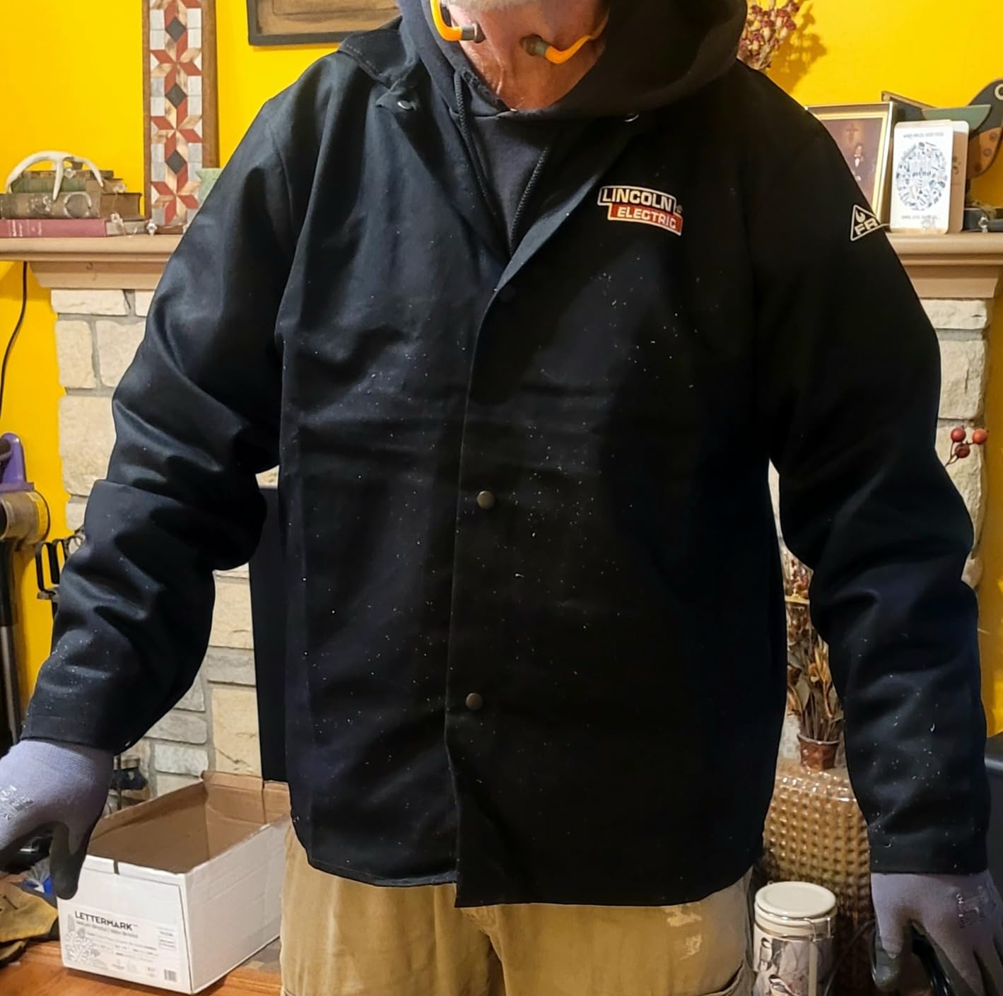 Lincoln Electric Premium Flame Resistant (FR) Cotton Welding Jacket | Breathable | Black | K2985 - (M -3XL) - Customer Photo 1