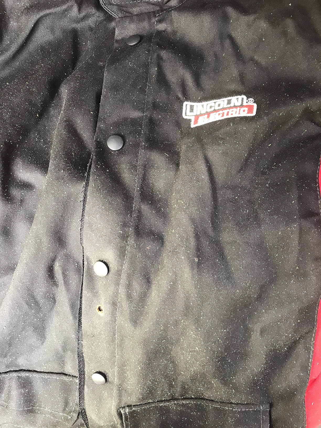 Lincoln Electric Split Leather Sleeved Welding Jacket | Premium Flame Resistant Cotton Body | Black & Red | Large | K2986-L - Customer Photo 2
