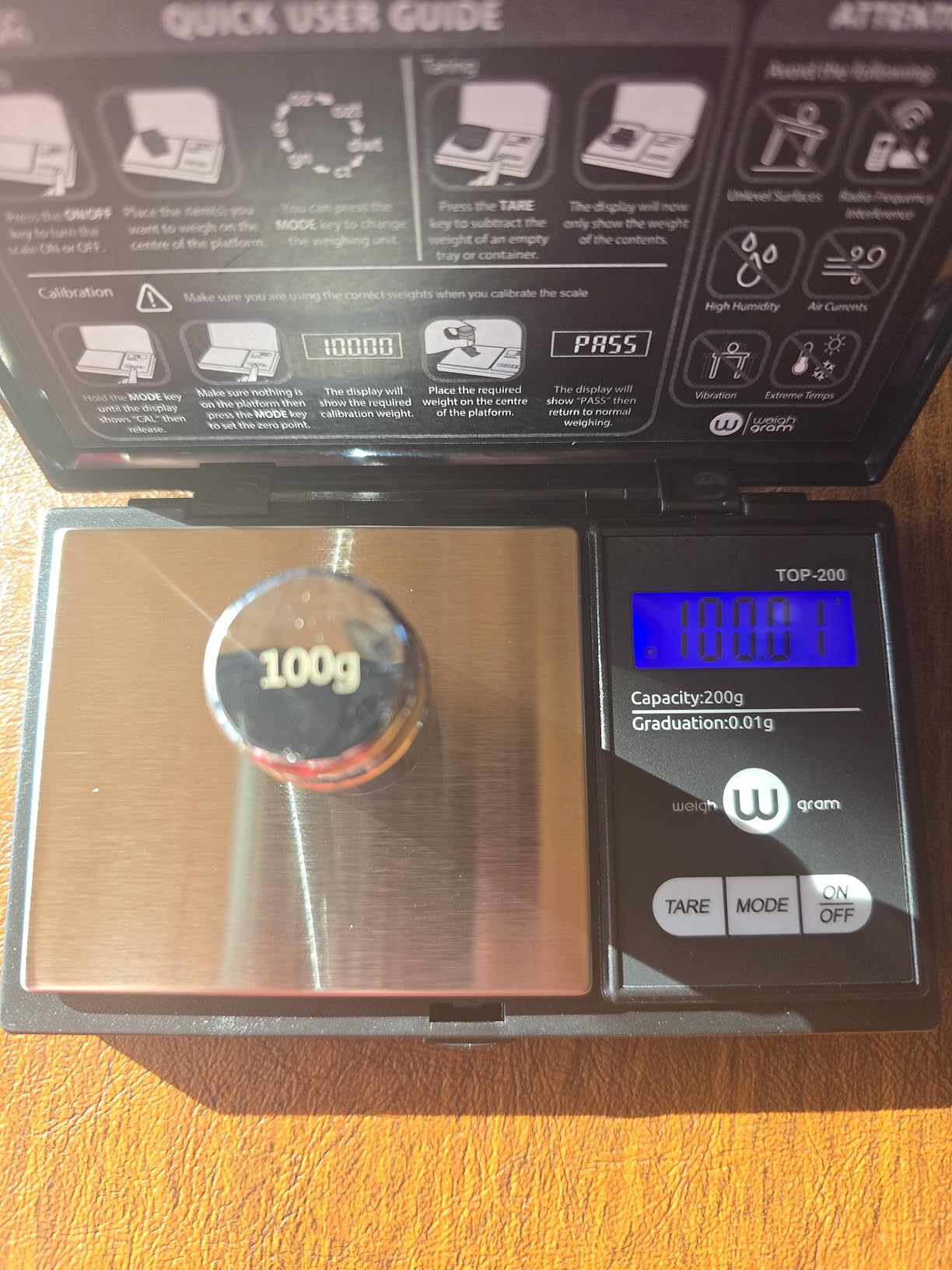 Weigh Gram 200g Digital Pocket Gram Scale 0.01g Accuracy, 200g x 0.01g Mini Digital Grams Scale, Small Food Scale, Jewelry Scale, Ounces Grains Scale With100g Calibration Weight - Customer Photo 1