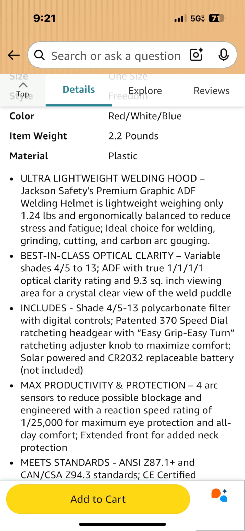 Jackson Safety Premium Graphic Welding Hood with Digital ADF - Ultra Lightweight Auto Darkening Welding Helmet - ANSI Z87.1 (Multiple Styles) - Customer Photo 3