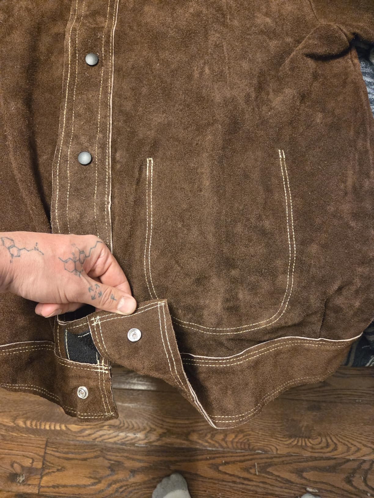 YESWELDER Leather Welding Jacket for Men Women, Heavy Duty welder jacket, Heat Flame Resistant Welding Coat - Customer Photo 1