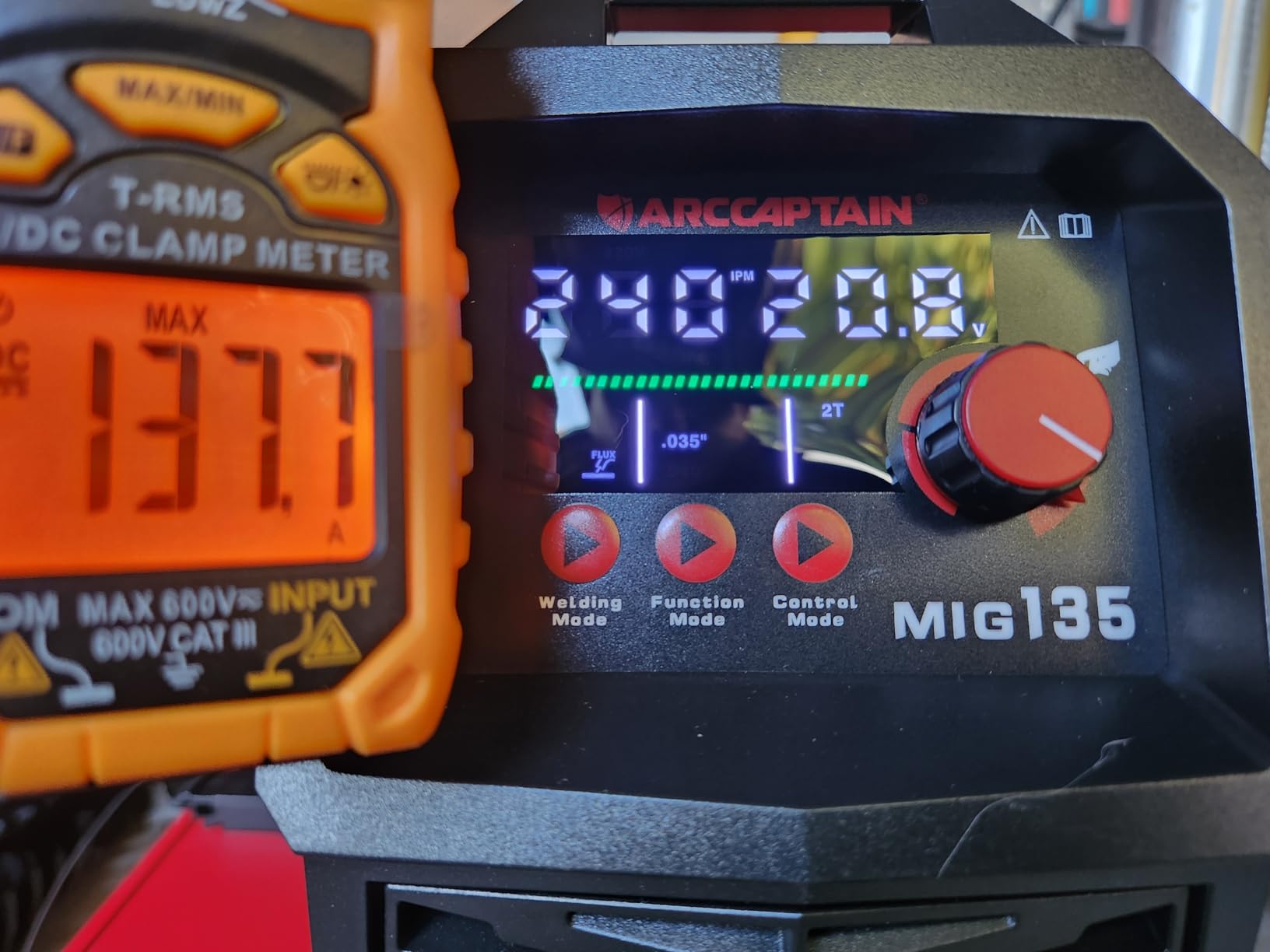 ARCCAPTAIN MIG Welder, 200Amp 6 in 1 Gas MIG/Gasless Flux Core MIG/Stick/Lift TIG/Spot welding/Spool Gun 110V/220V Aluminum Multi Process Welding Machine with LED Digital Display, Burn Back Adjustment - Customer Photo 2