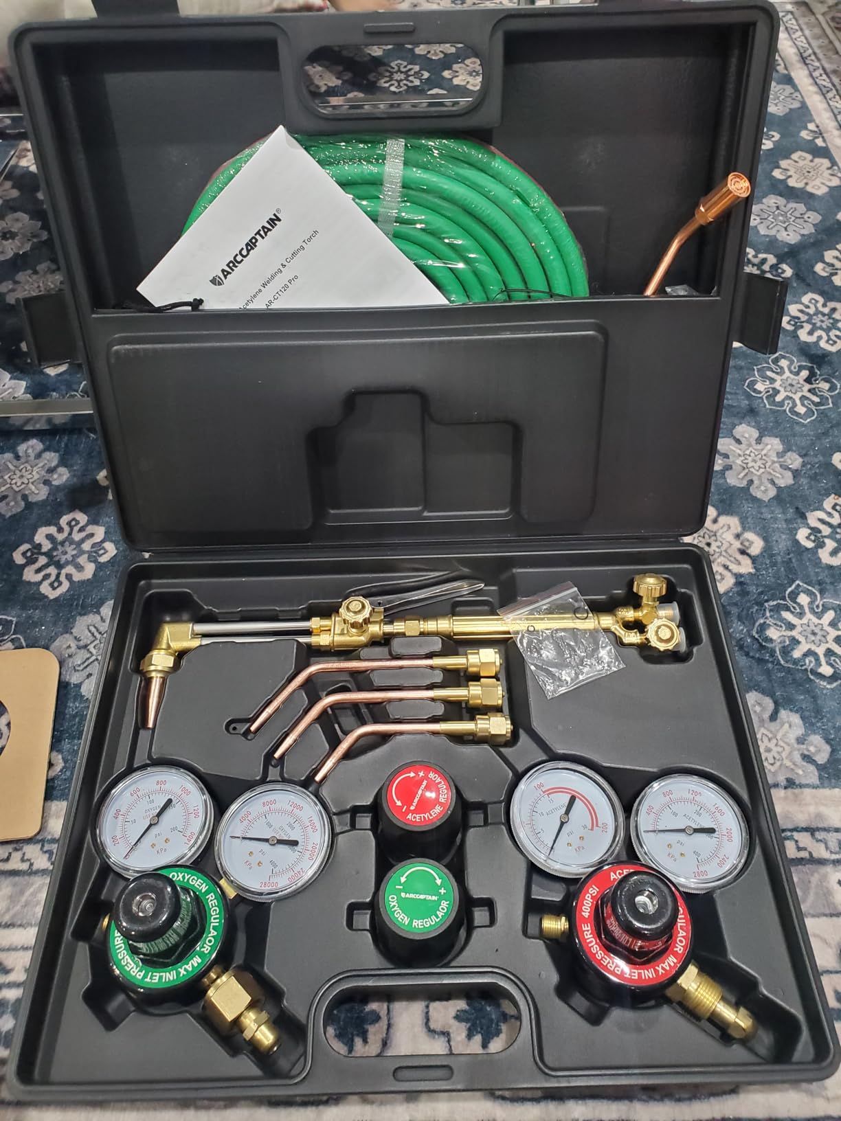 ARCCAPTAIN Oxy Acetylene Torch Kit with Check Valves, Medium Duty Gas Welding Cutting Torch Kit with Hose, Regulator Gauges, Cutting Tip, 3 Welding Tips and Storage Case Customer Review ARCCAPTAIN Oxy Acetylene Torch Kit with Check Valves, Medium Duty Gas Welding Cutting Torch Kit with Hose, Regulator Gauges, Cutting Tip, 3 Welding Tips and Storage Case - Customer Photo 2