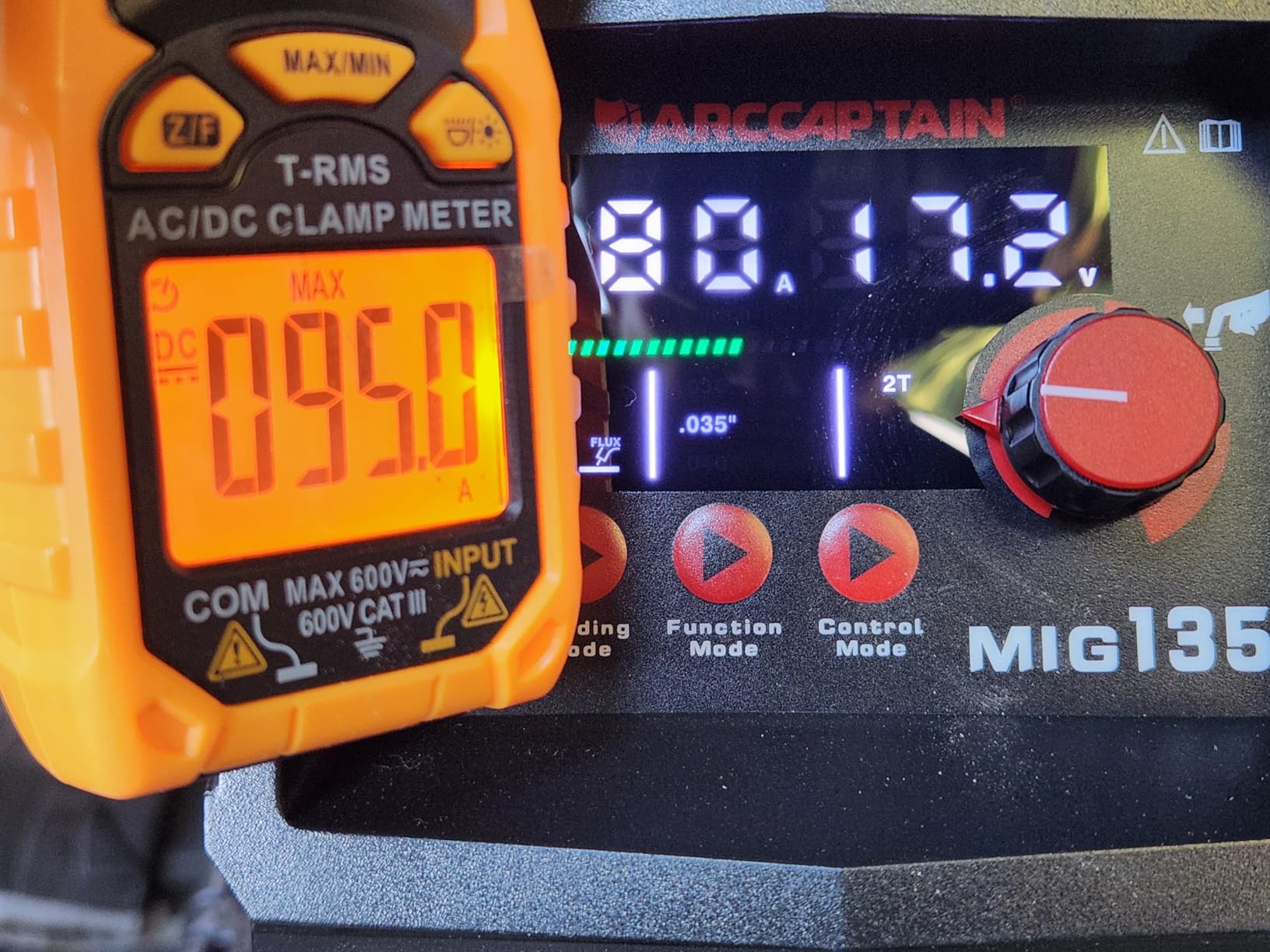 ARCCAPTAIN 135A MIG Welder, 2025 Newest [Large LED Display] 110V Welder Flux Core MIG, Lift TIG, Stick, 3 in 1 Welding Machine Gasless MIG Welder Machine 110V, IGBT Inverter Welder with Synergy - Customer Photo 1