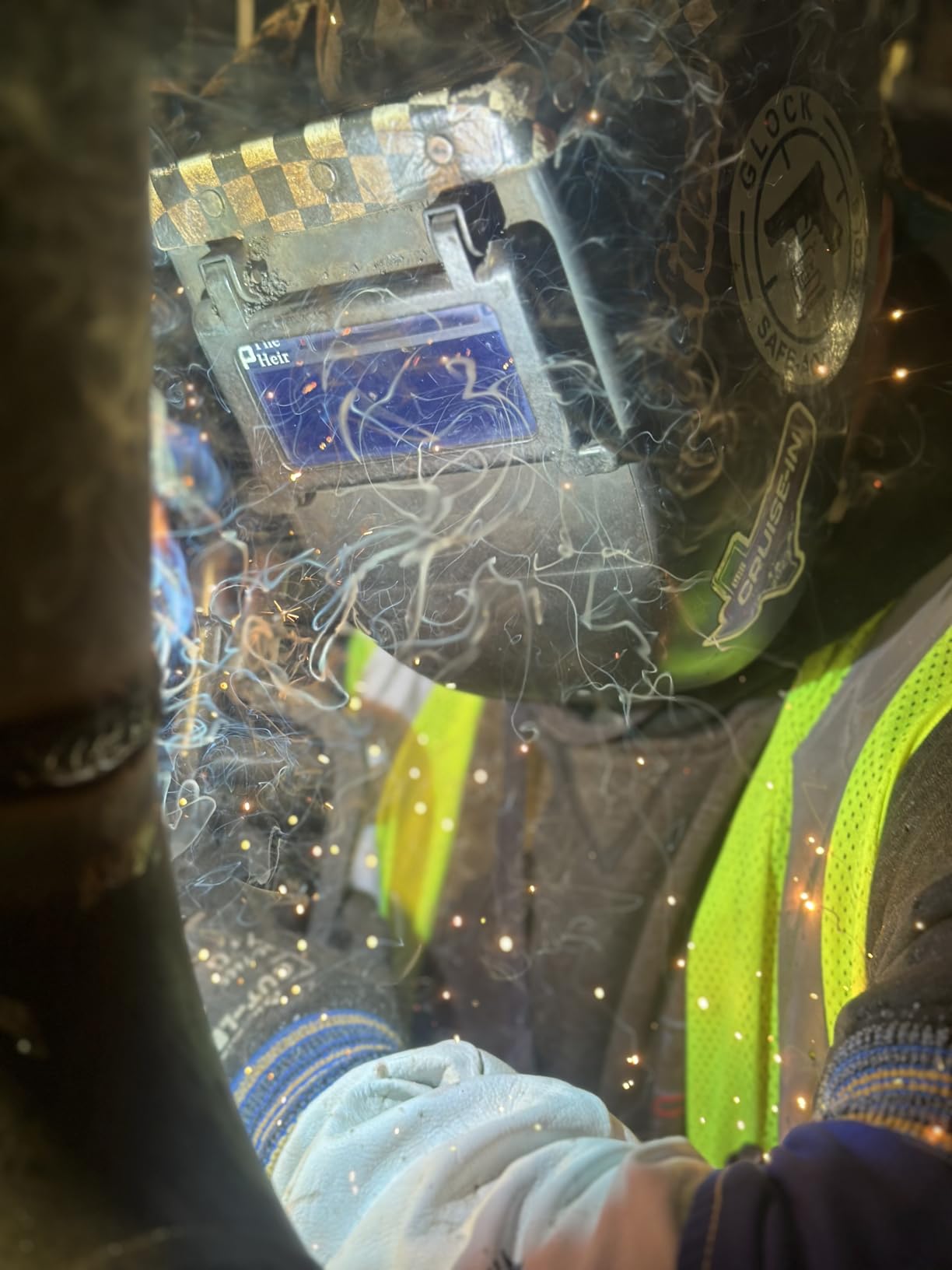 Throne 2.0 Black Flip Up Sugar Scoop Welding Hood | Ridged - Lightweight 2x4 Welding Helmet | Extra Durable Flip Up Welding Helmet - Fits Cheaters | Lens Not Included - Customer Photo 1