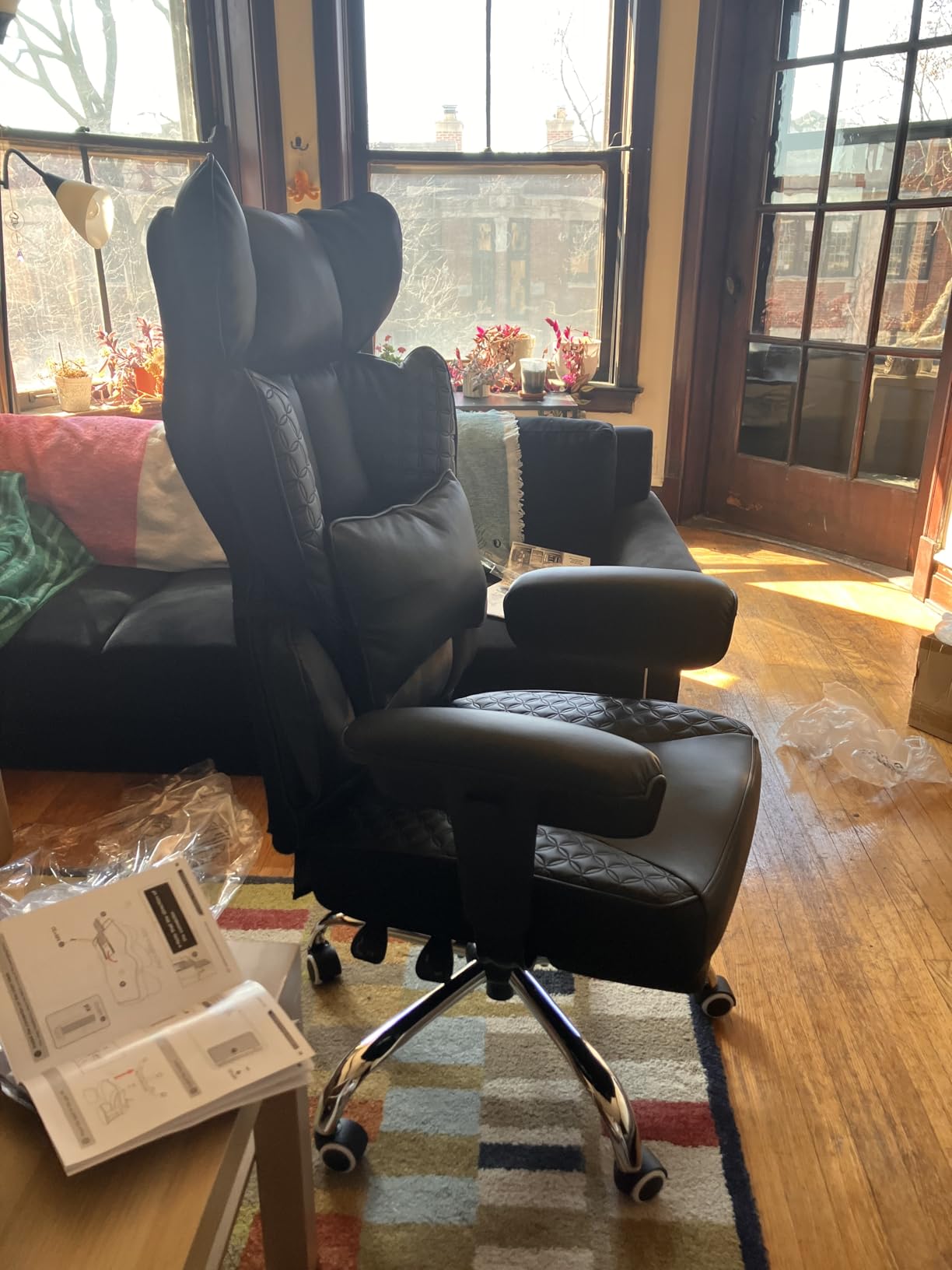 GTPLAYER Big and Tall Gaming Chair 400lbs Heavy Duty Office Chair with Foot Rest & Ergonomic Pocket Spring Lumbar Support, High Back 3D Saddle Shaped Cushion for Back Pain Relief, Matte-Black customer photo 1