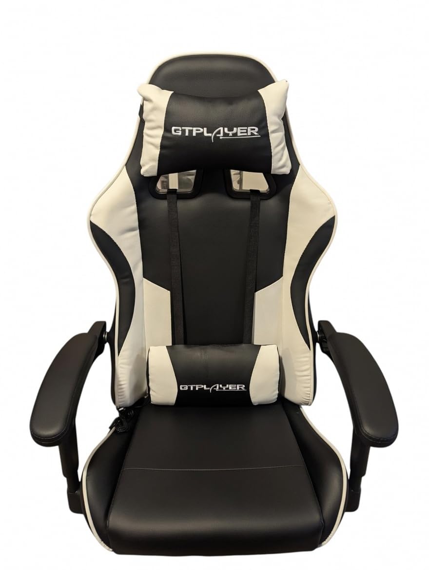 GTPLAYER Gaming Chair, Computer Chair with Footrest and Lumbar Support, Height Adjustable Game Chair with 360°-Swivel Seat and Headrest and for Office or Gaming (Pearl White) customer photo 2