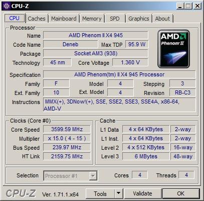AMD Phenom II X4 945 Deneb 3.0 GHz 4x512 KB L2 Cache Socket AM3 95W Quad-Core Processor - Retail HDX945WFGMBOX customer photo 1