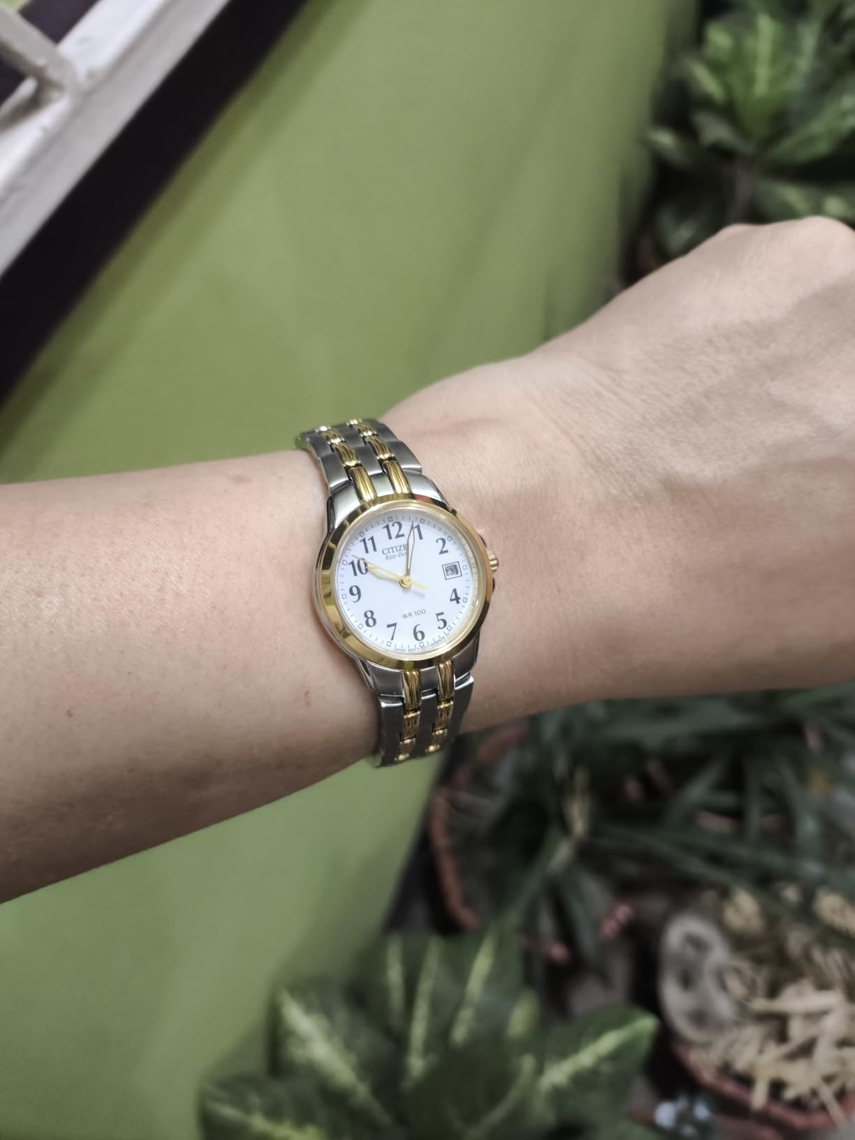 Citizen Women's Eco-Drive Dress Classic Two Tone Gold Stainless Steel Watch, Easy to Read, White Dial, 26mm (Model: EW1544-53A) customer photo 1