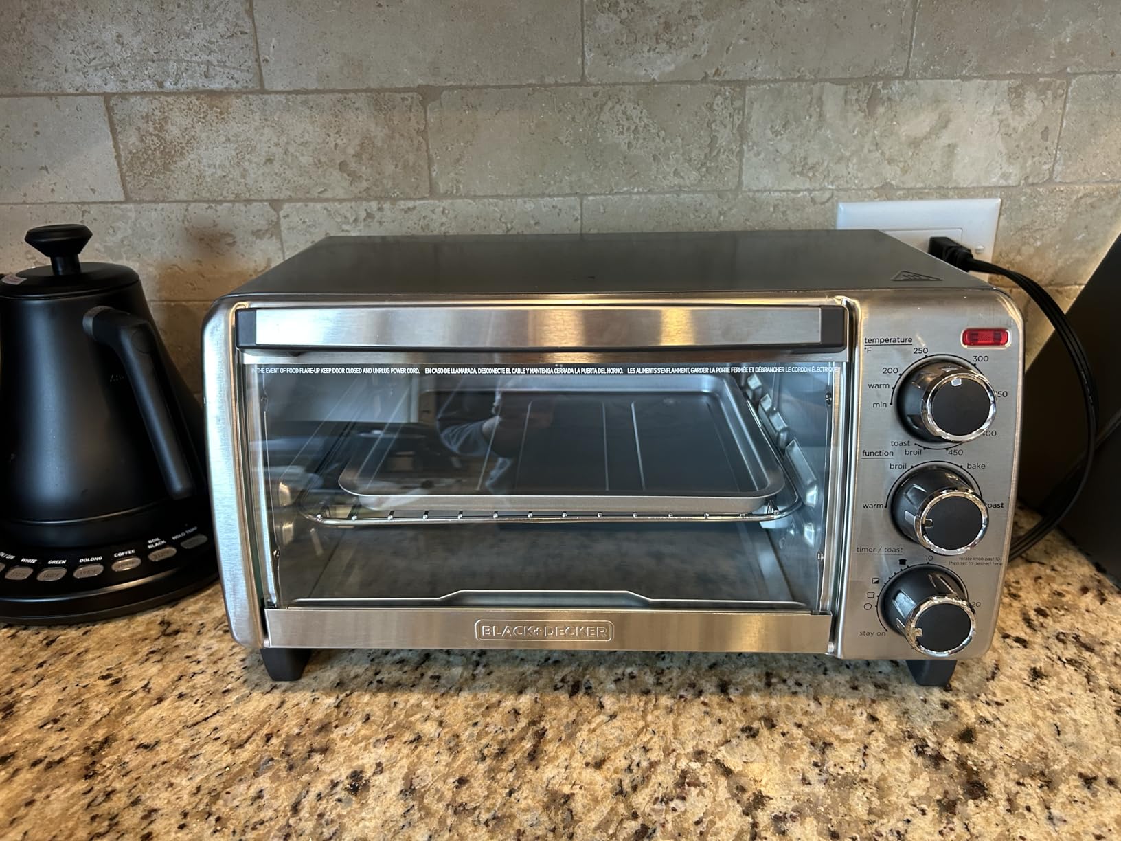 BLACK+DECKER TO1313SBD Toaster Oven, 15.47 Inch, Silver | Compact convection oven fits a 9-inch pizza with timer, stay-on function and removable crumb tray. customer photo 2