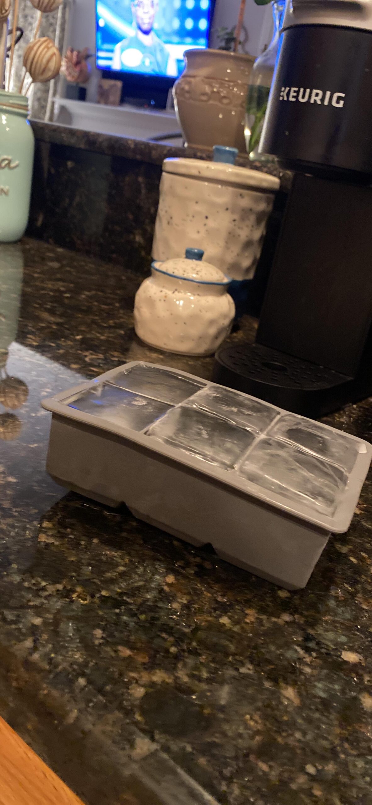Tovolo Large 2 Inch King Cube Ice Tray Charcoal Gray Ice Cube Trays for Whiskey Cocktails Smoothies, Big Square Ice Cube Mold Silicone Freezer Tray for Perfect Rock Cubes BPA Free Dishwasher Safe customer photo 2