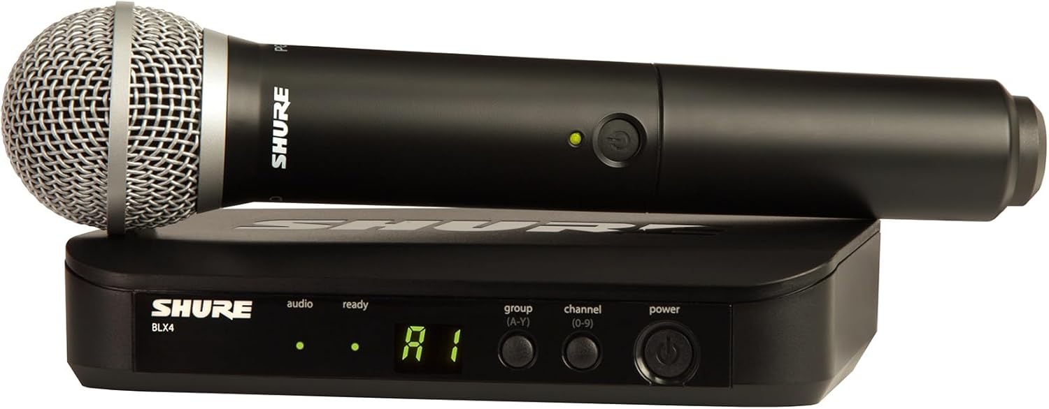 Shure BLX24/PG58 Handheld Wireless Audio System H9 Band (512-542 MHz) - BLX4 Receiver, BLX2 Transmitter with PG58 Dynamic Mic, Up to 14 Hr Battery, 300 ft Range customer photo 1