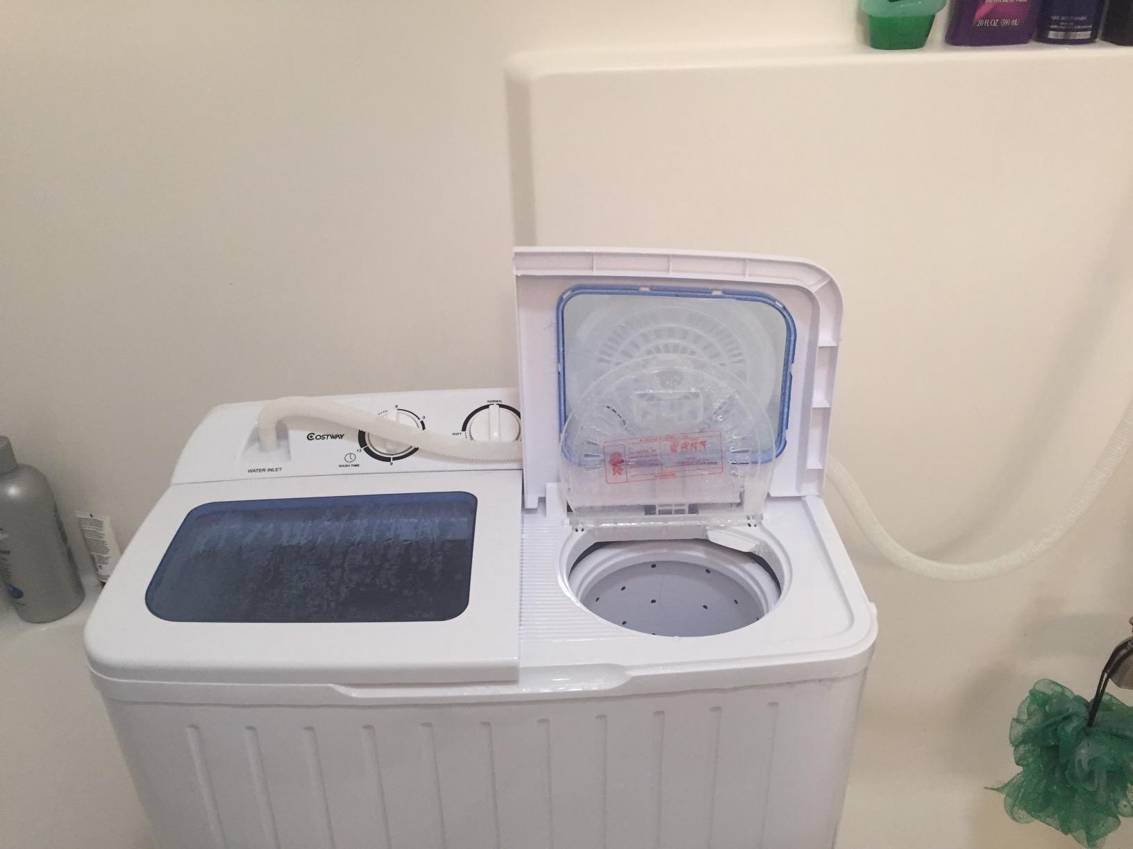 Portable Mini Compact Twin Tub Washing Machine 20lbs Washer Spain Spinner Portable Washing Machine, Blue+ White customer photo 1