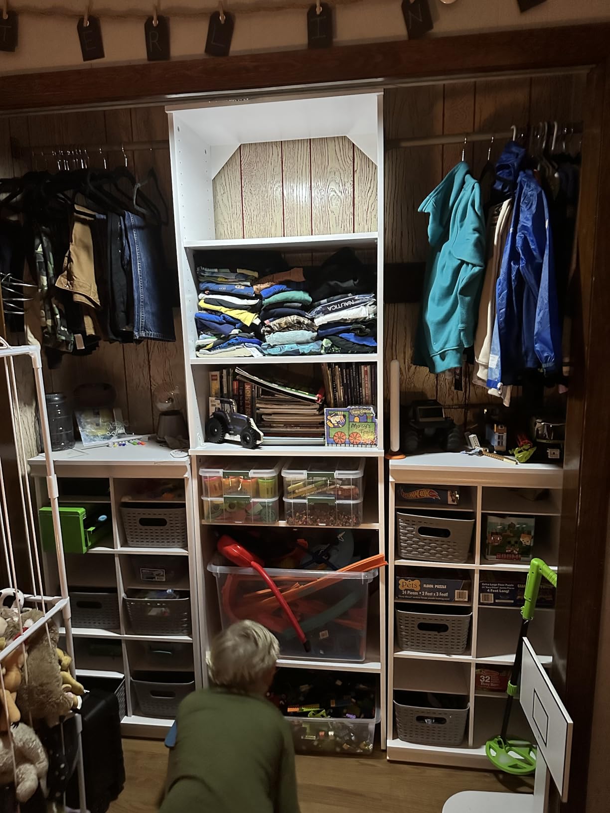ClosetMaid SuiteSymphony Wood Closet Organizer Starter Kit with Tower and 3 Hang Rods, Shelves, Adjustable, Fits Spaces 5-10 ft. Wide, Natural Gray customer photo 2