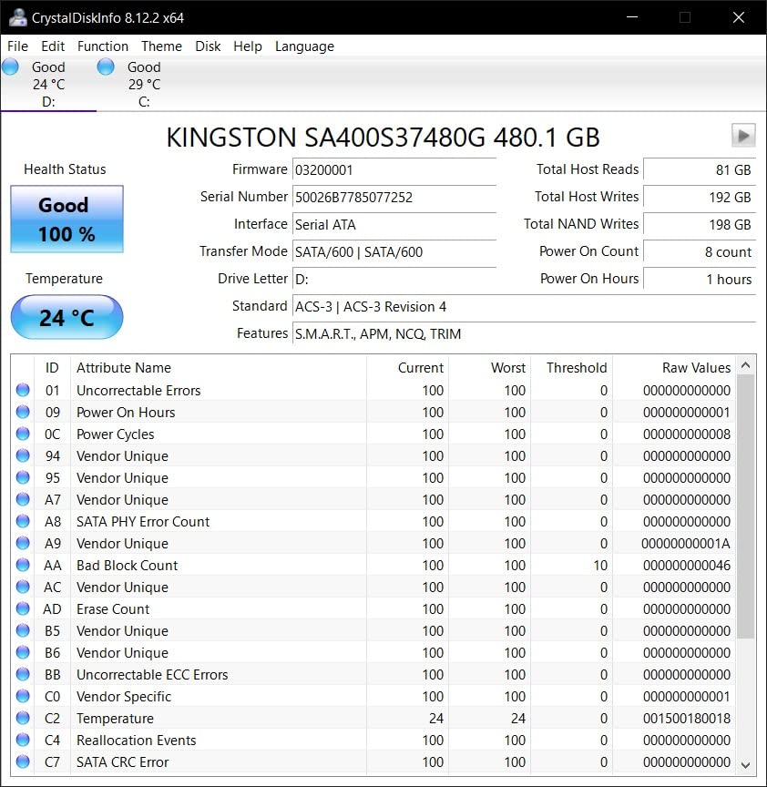 Kingston 480GB A400 SATA 3 2.5
