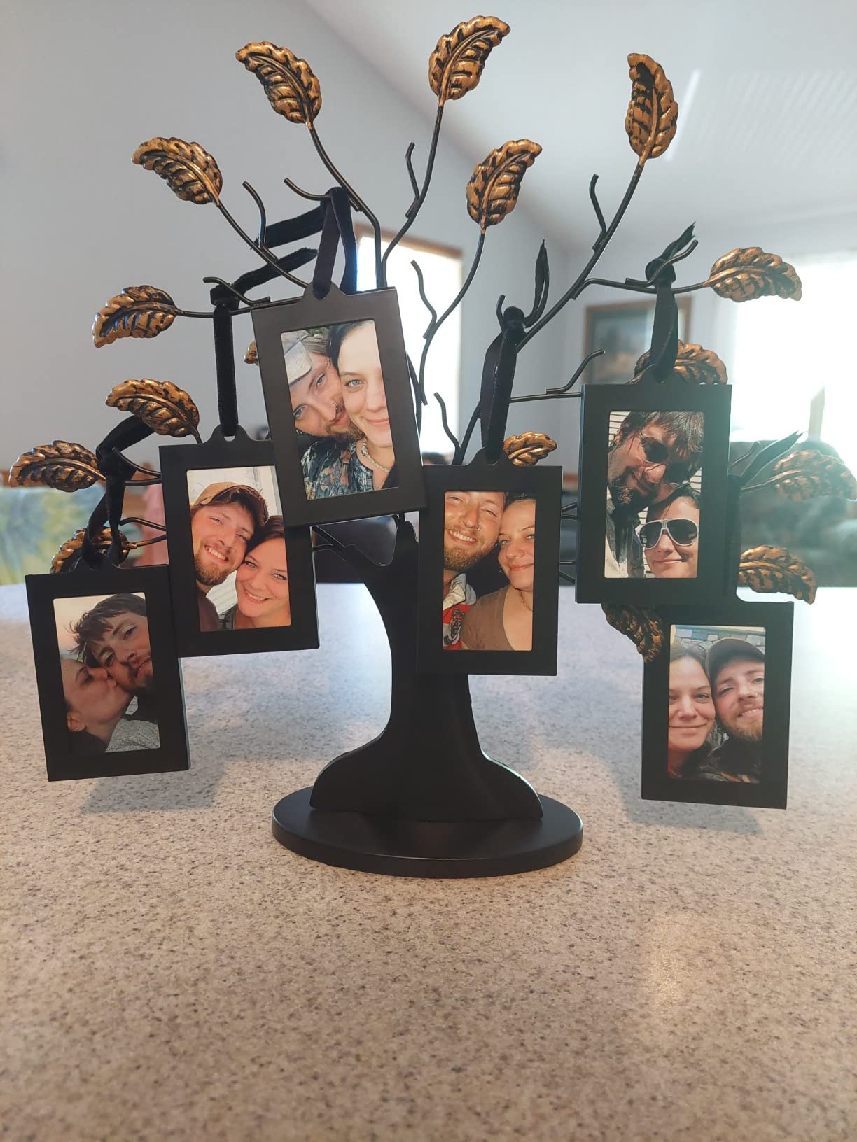 Americanflat Family Tree Picture Frame - Includes 6 Hanging 2x3 Picture Frames - Adjustable Ribbon Tassels - Ideal as Mother's Day Gifts, Christmas Decor - Black and Bronze - Gifts for Mom customer photo 1