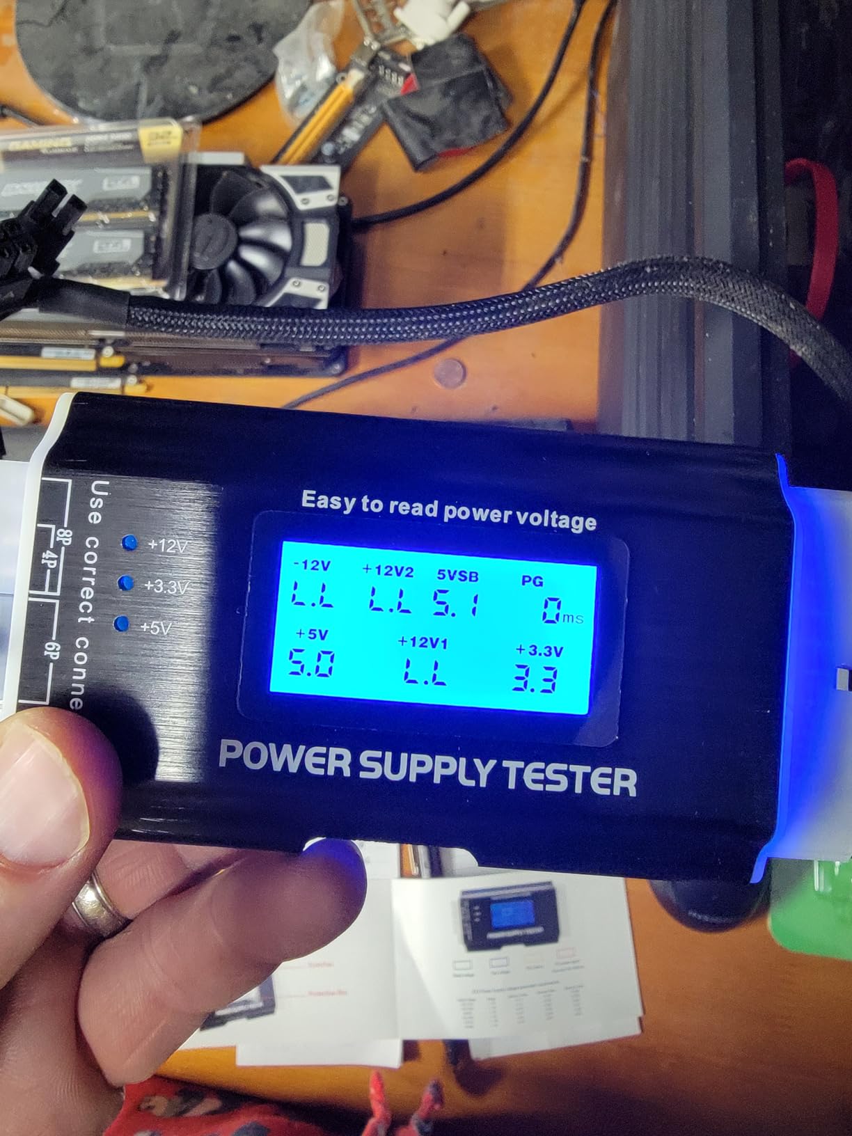 Computer PC Power Supply Tester, ATX/ITX/IDE/HDD/SATA/BYI Connectors Power Supply Tester, 1.8'' LCD Screen (Aluminum Alloy Enclosure) customer photo 2