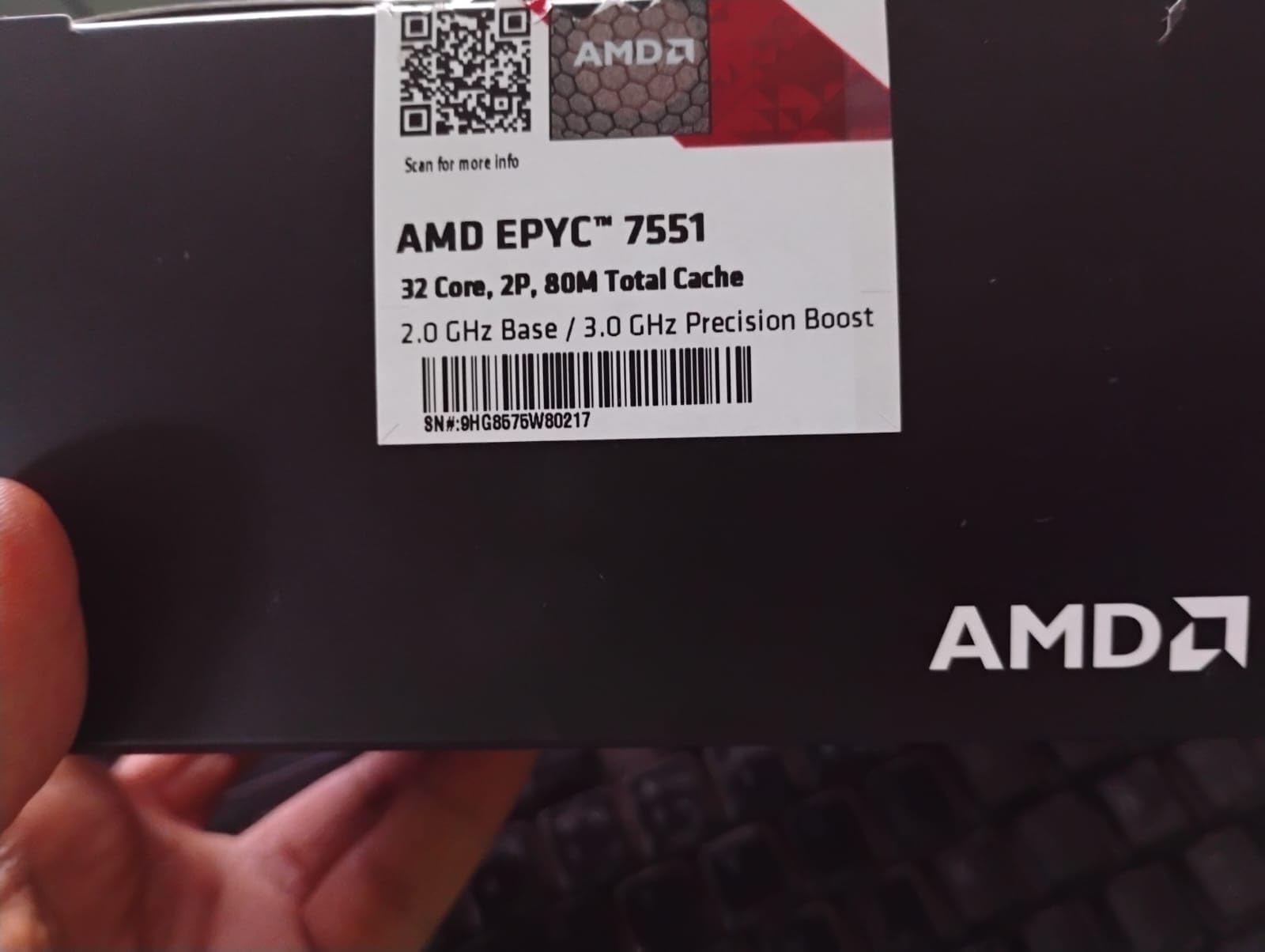AMD PS7551BDAFWOF EPYC x86 CPU Processor Model 7551 (32c/64t 2.0GHz) 16 DDR4 DIMM Slots with up to 2TB RAM and 128 Lanes of PCIe 3 customer photo 2
