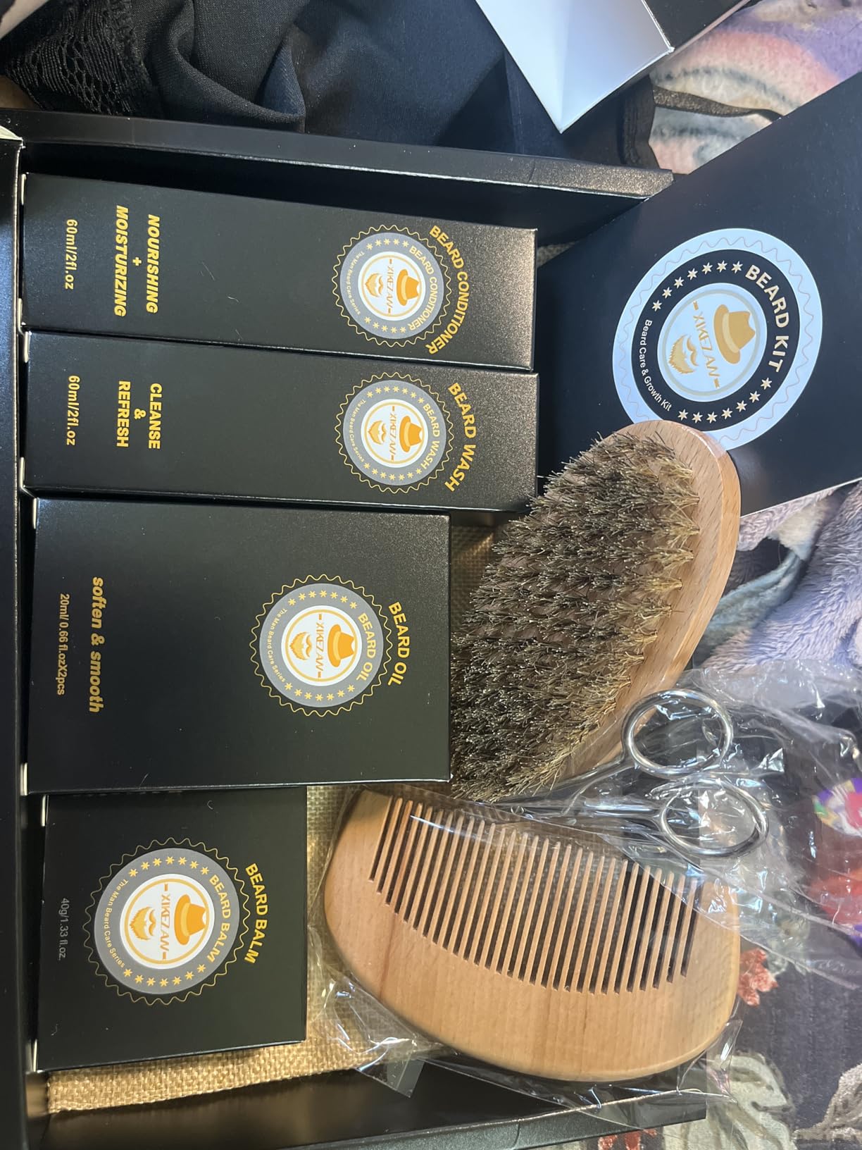XIKEZAN Fathers Day Gifts for Dad Husband, Beard Kit for Men Grooming & Care w/Beard Conditioner, Wash, Oil, Balm, Birthday Valentines Easter Gifts for Mens Him Boyfriend Christmas Stocking Stuffers customer photo 1