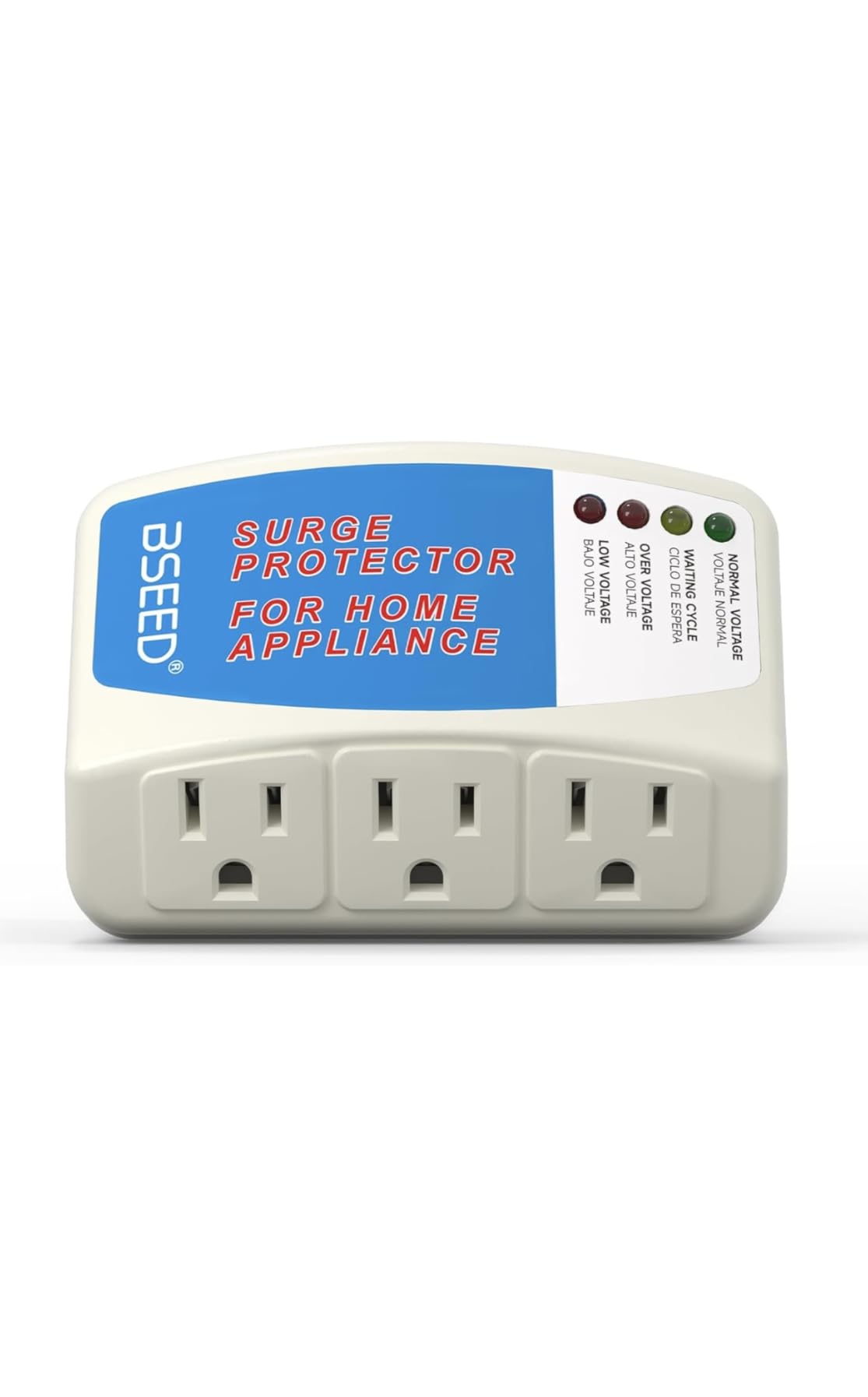 BSEED Voltage Protector, 3 Outlet Plug in Surge Protector for Home Appliance Multi Function Plug with Protection Wall Mount Power Suppressor for TV/PC/Refrigerator 125V, 1875W, 1 Pack customer photo 2