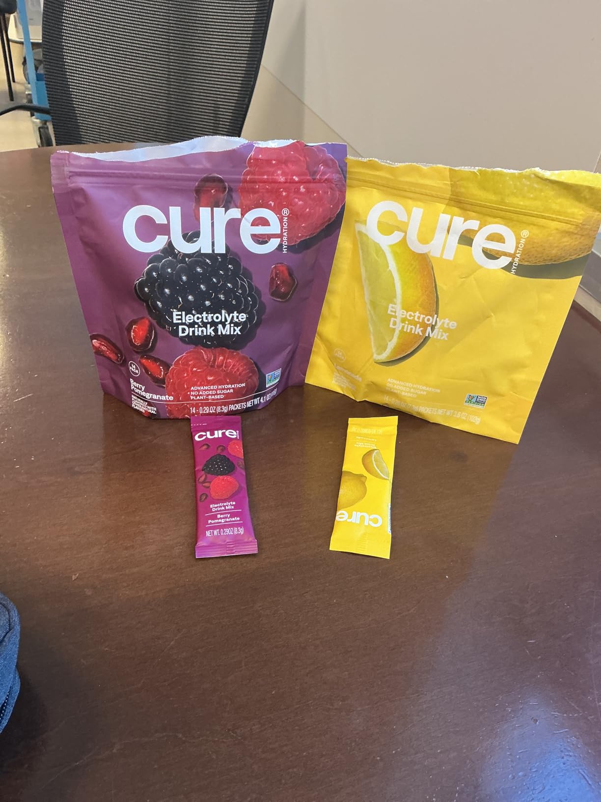 Cure Hydration | Plant-Based Electrolyte Drink Mix | No Added Sugar | FSA-HSA | Dehydration Relief Powder Made with Coconut Water | Non-GMO | Vegan | Pouch of 14 Packets - Lemonade customer photo 1