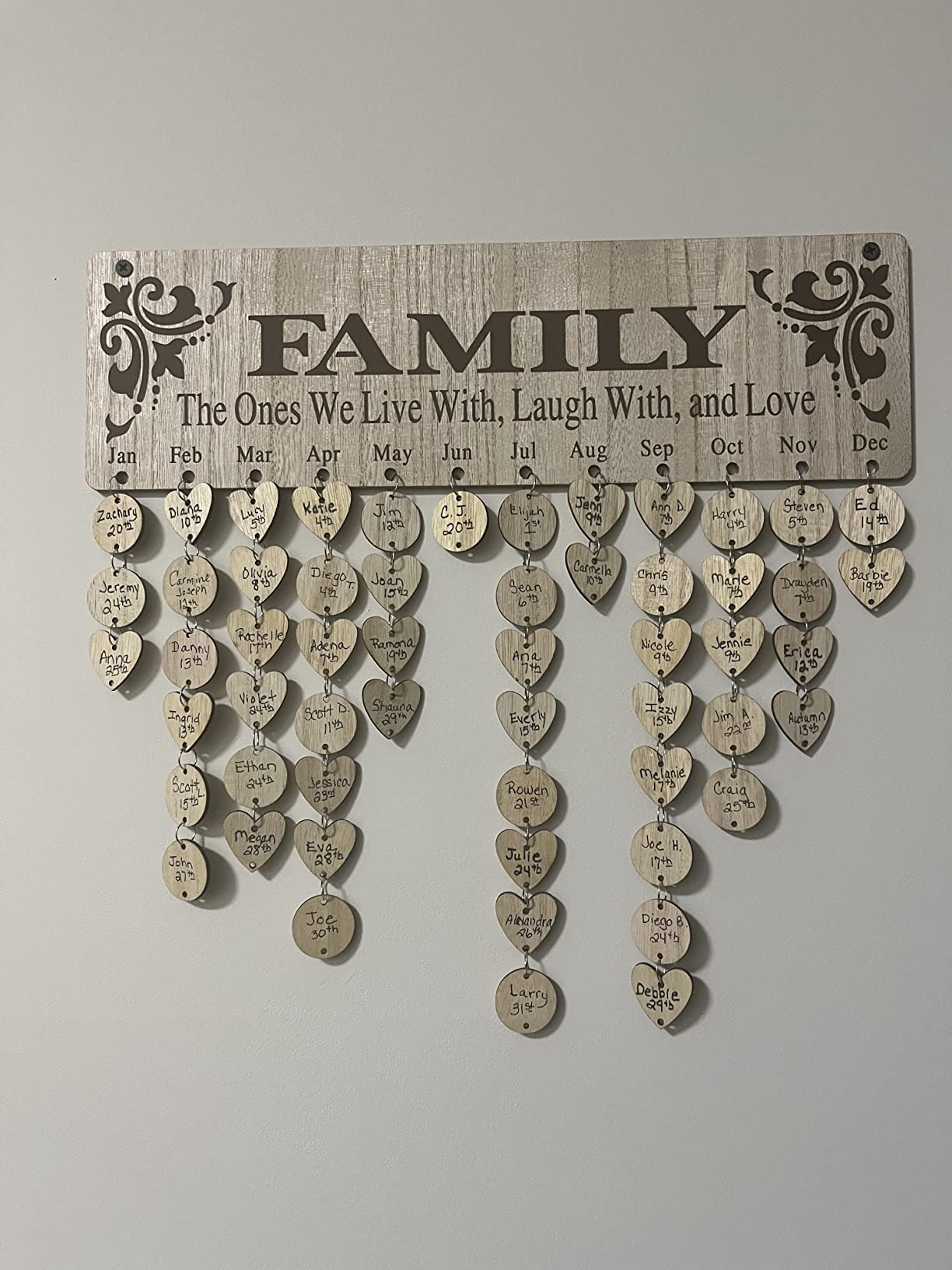 Joy-Leo Wooden Family Birthday Reminder Calendar Board with 100 Tags, Birthday Tracker Plaque Wall Hanging, Help Elderly Parents Remember Birthdays, Model JL01 customer photo 2