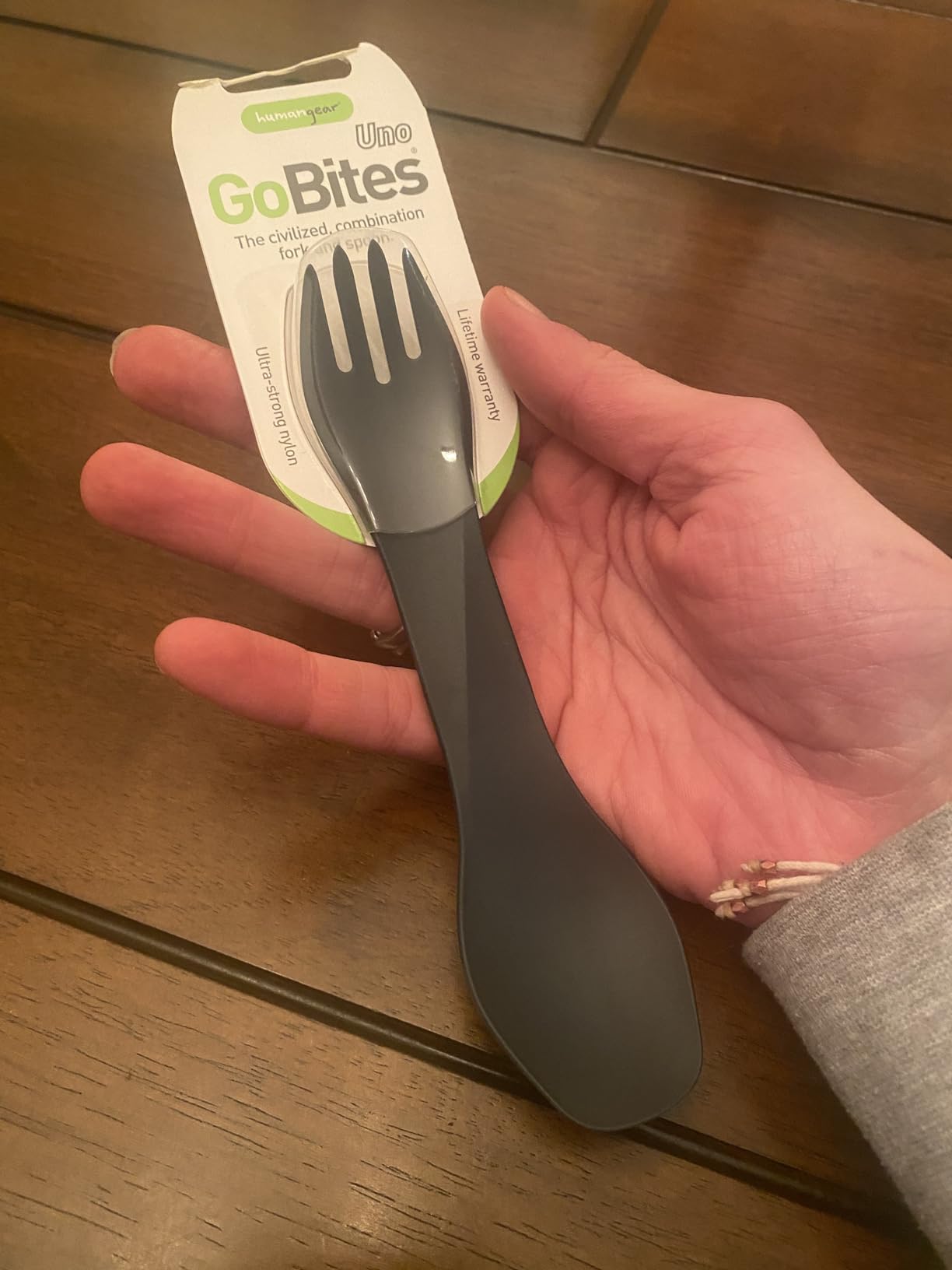 GoBites Uno | Travel & Camping Utensils | Portable & Convertible Dining Ware | Multi-Functional Spork, Titanium customer photo 1