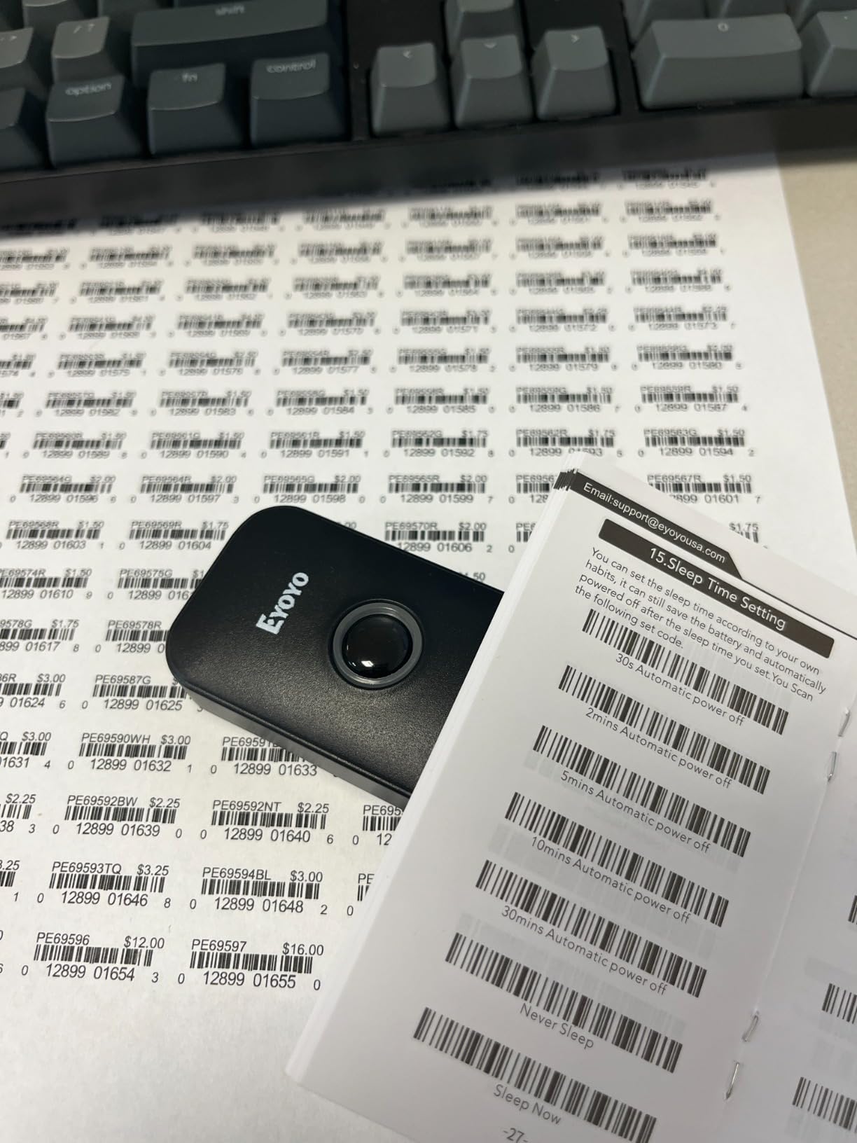 Eyoyo Mini 1D Bluetooth Barcode Scanner, 3-in-1 Bluetooth & USB Wired & 2.4G Wireless Barcode Reader customer photo 1