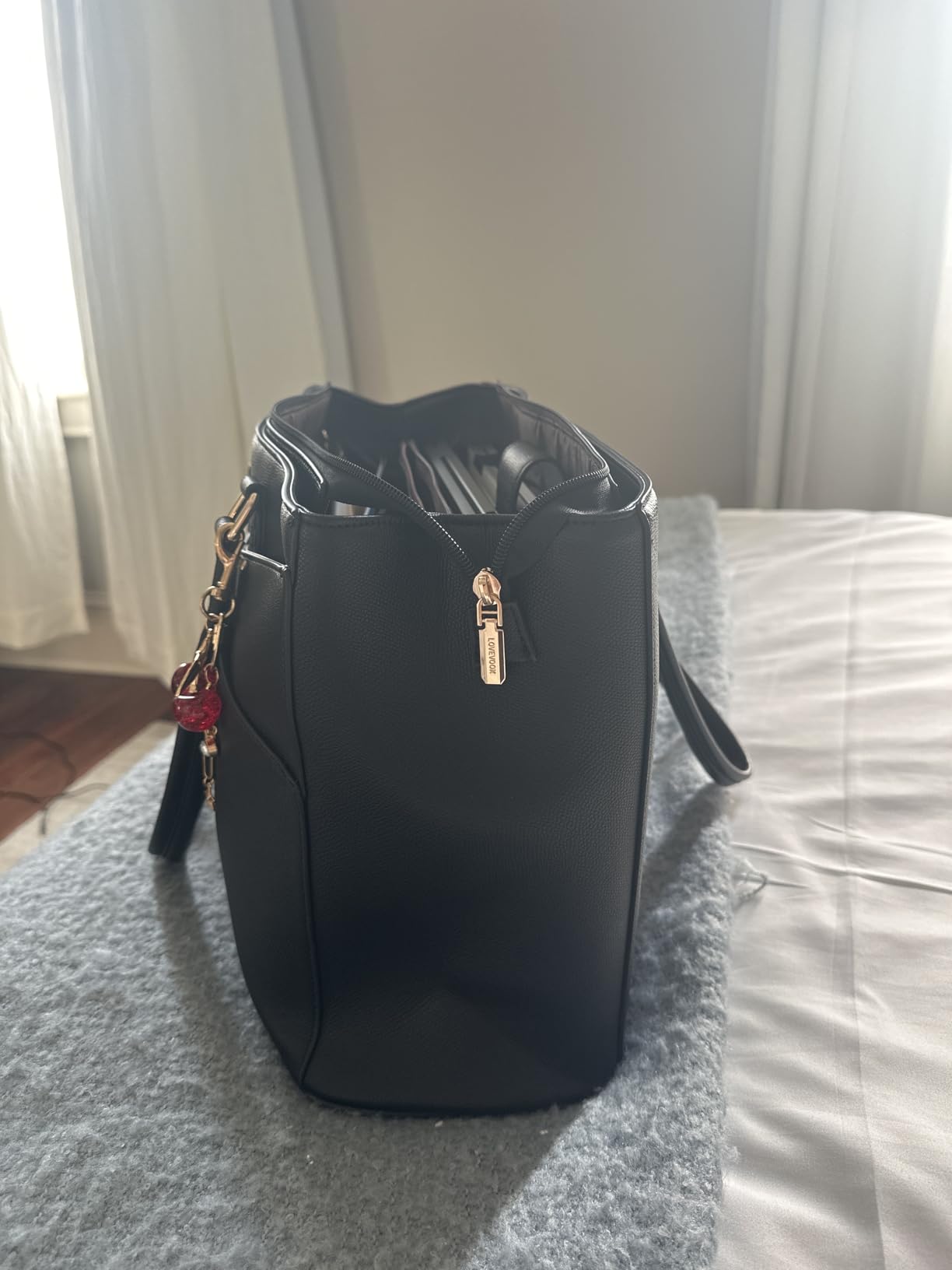 LOVEVOOK Laptop Tote Bag for Women 15.6 Inch Waterproof Leather Computer Bags Business Office Work Briefcase Black customer photo 2