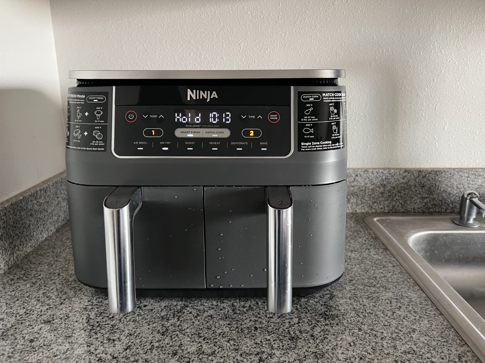 Ninja DZ201 Foodi 8 Quart 6-in-1 DualZone 2-Basket Air Fryer with 2 Independent Frying Baskets, Match Cook & Smart Finish to Roast, Broil, Dehydrate & More for Quick, Easy Meals, Grey customer photo 1