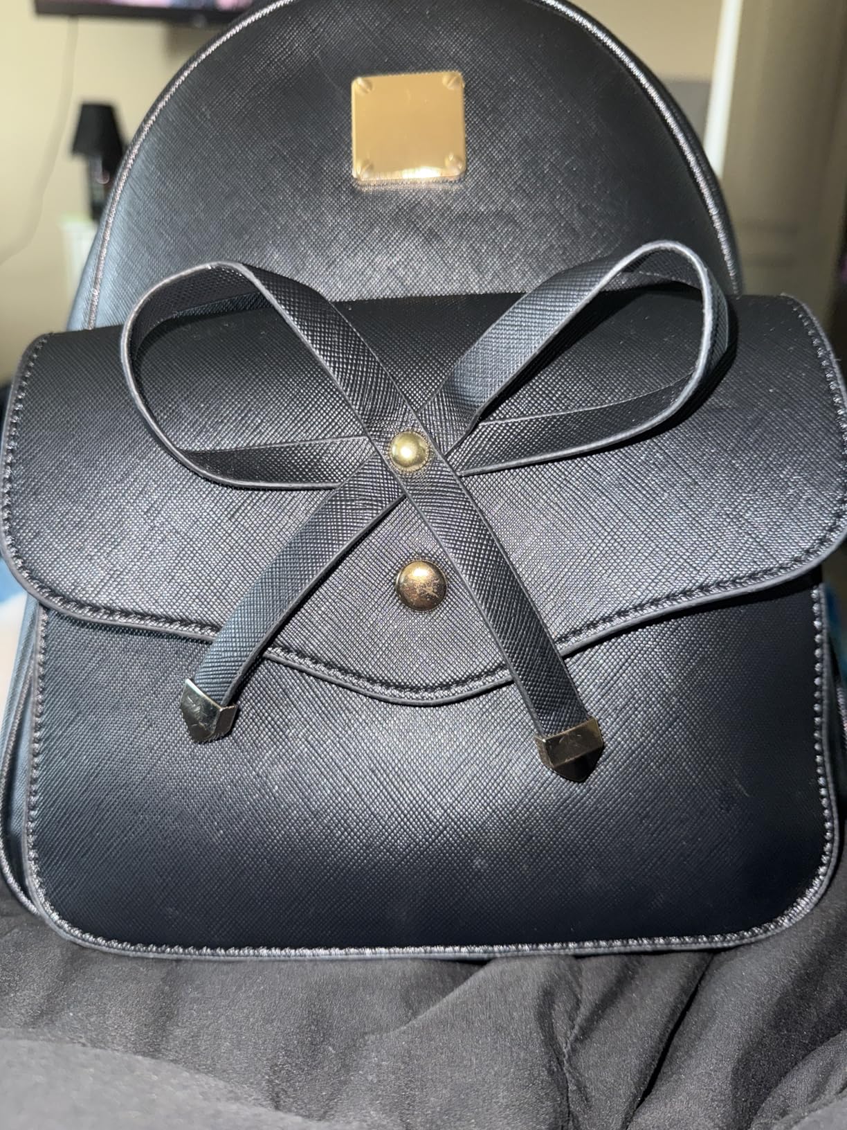 I IHAYNER Girls Bowknot 3-Pieces Fashion Leather Backpack Backpack Purse for Women Rucksack for Ladies Shoulder Bag customer photo 1