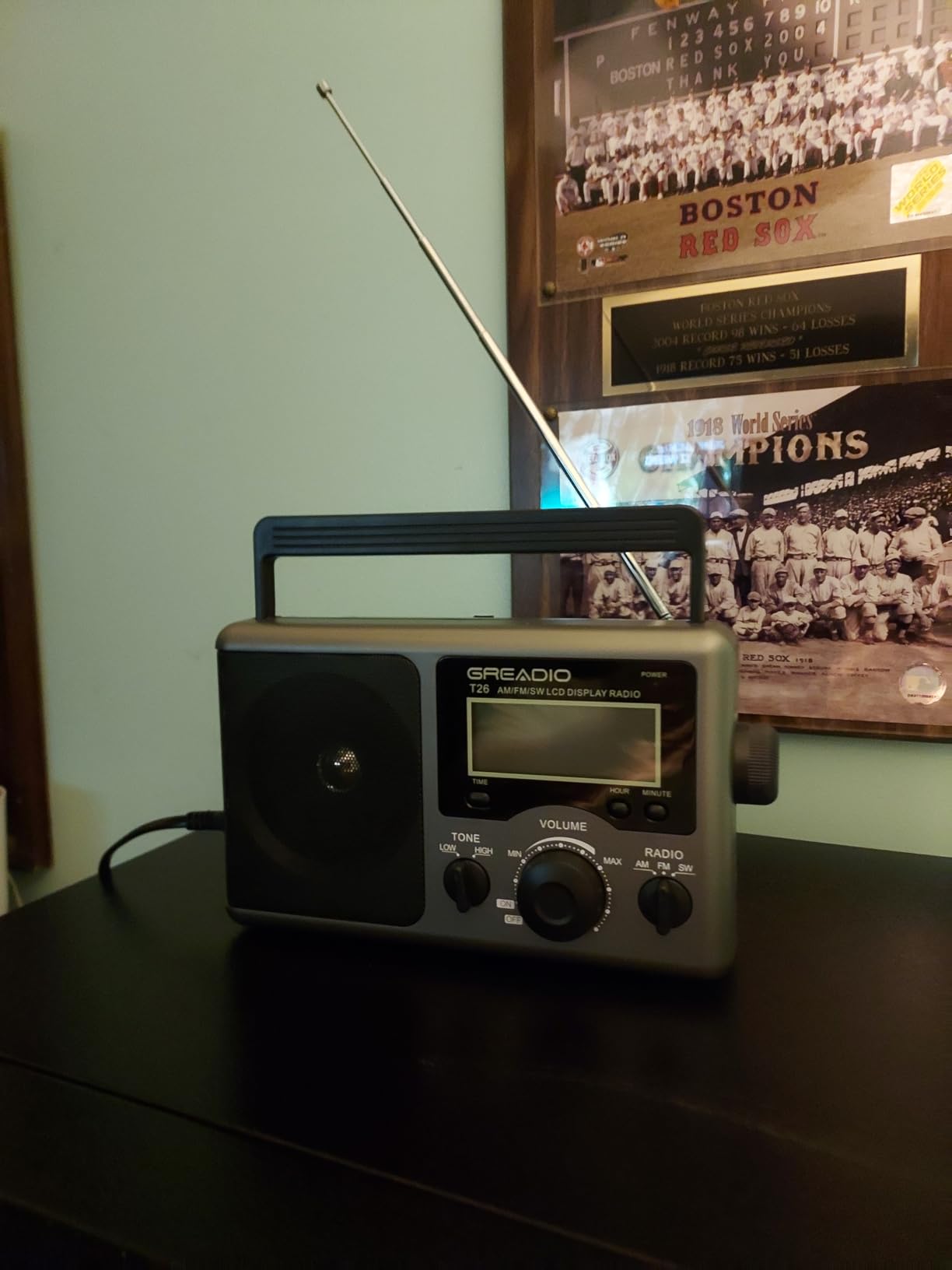 Greadio Portable Shortwave Radio with Best Reception,AM FM Transistor,LCD Display,Time Setting,Battery Operated by 4 D Cell Batteries or AC Power,Big Speaker,Earphone Jack for Gift,Elder,Home customer photo 1