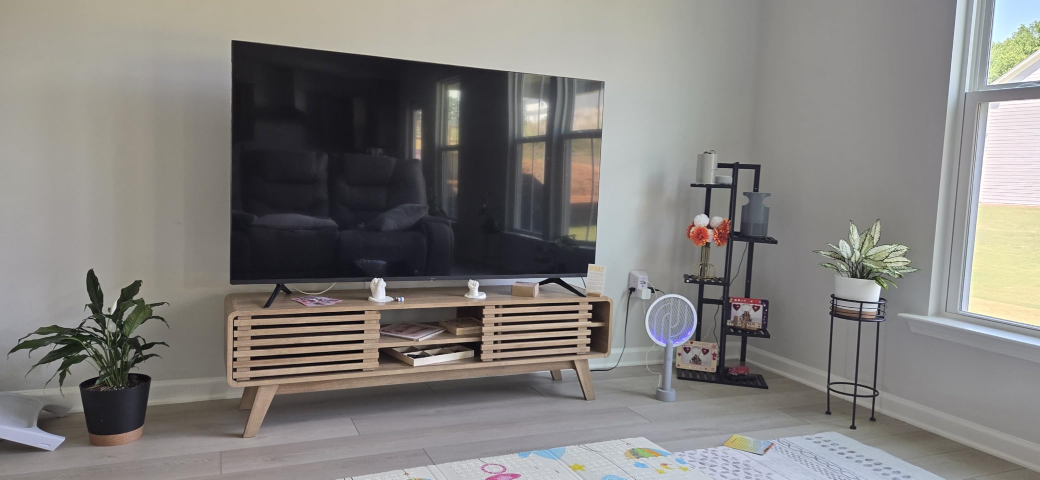 mopio Ensley TV Stand, Mid Century Modern for 55/60/65 inch TV, Farmhouse TV Stand, Entertainment Center with Storage, TV and Media Console for Living Room (Walnut, 59 inch Low) customer photo 1