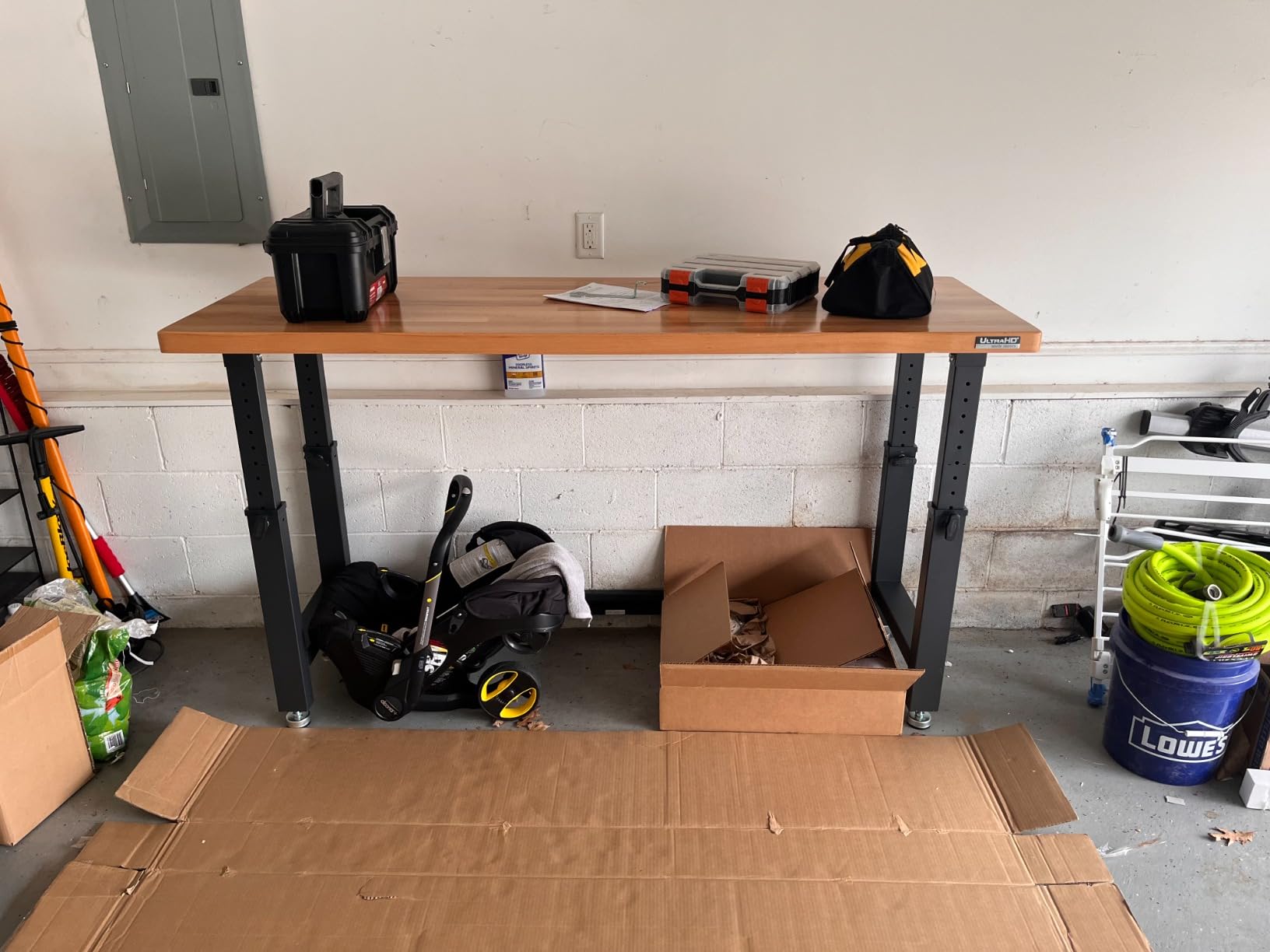 Seville Classics UltraHD Heavy Duty Workbench Table w/Solid Wood Top, 1000 lbs. Weight Capacity, 72