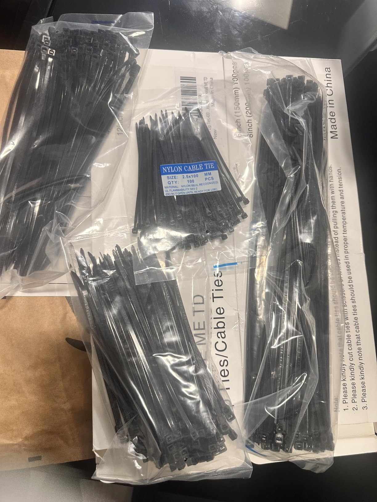 Cable Zip Ties,400 Pack Black Assorted Sizes 12+8+6+4 Inch,Multi-Purpose Self-Locking Nylon Cable Cord Management,Plastic Wire Ties for Home,Office,Garden,Workshop. By HAVE ME TD customer photo 2