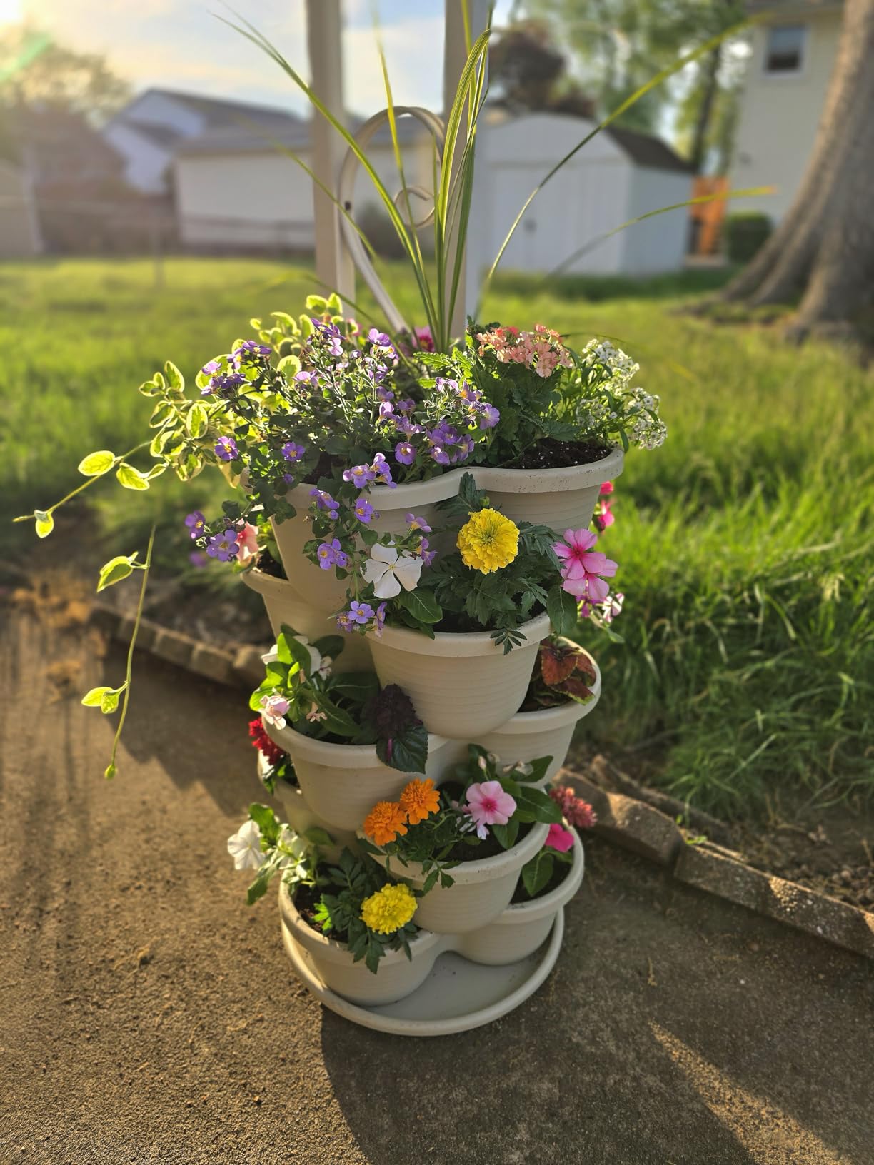VIVOSUN 2-Pack 5 Tier Vertical Gardening Stackable Planter for Strawberries, Flowers, Herbs, Vegetables, Ivory customer photo 2