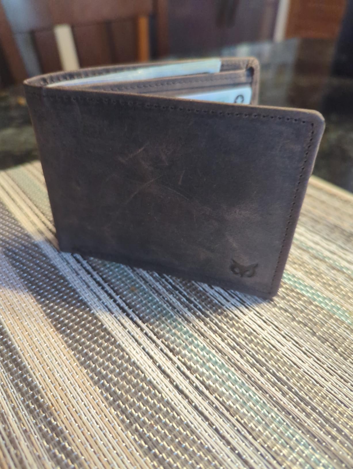 Real Leather Mens Bifold Wallet RFID Blocking Slim Minimalist Front Pocket - Thin & Stylish with ID Window in Gift Box (Crazy Horse, Coffee) customer photo 1