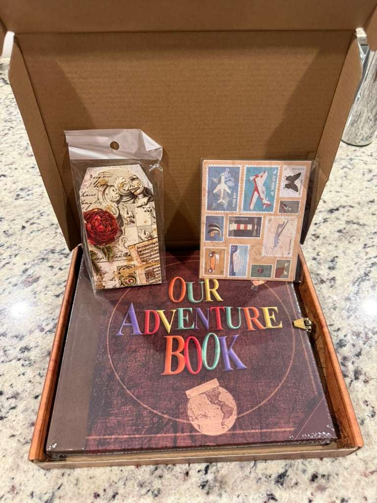 JIMBON Our Adventure Book Scrapbook Photo Album Retro Style Embossed Letter Cover Travel Diary Journal Scrap Book Kit For Couples, Memory Book For Anniversary Wedding customer photo 2