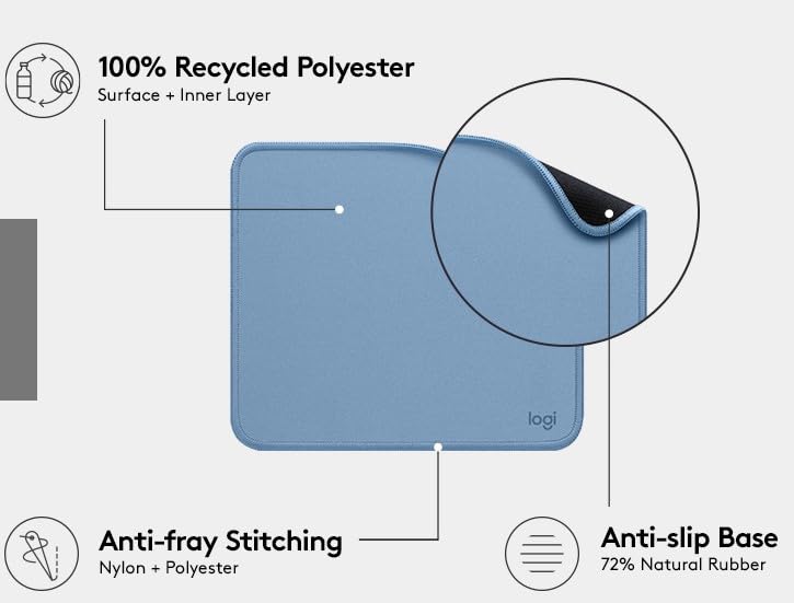 Logitech Mouse Pad - Studio Series, Computer Mouse Mat with Anti-Slip Rubber Base, Easy Gliding, Spill-Resistant Surface, Durable Materials, Portable, in a Fresh Modern Design, Graphite customer photo 1