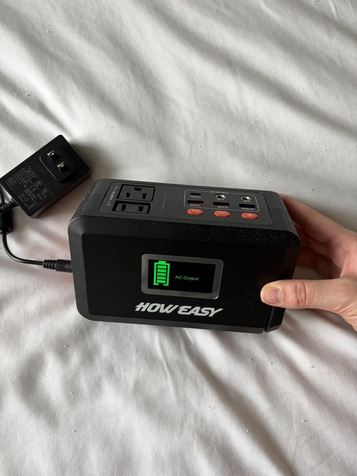 HOWEASY Portable Power Station,120W(240W Peak) Solar Generator | 88Wh Lithium Battery Power with 110V AC Outlet/DC/USB/LED Light for Outdoor Camping Trip Hunting Emergency customer photo 1