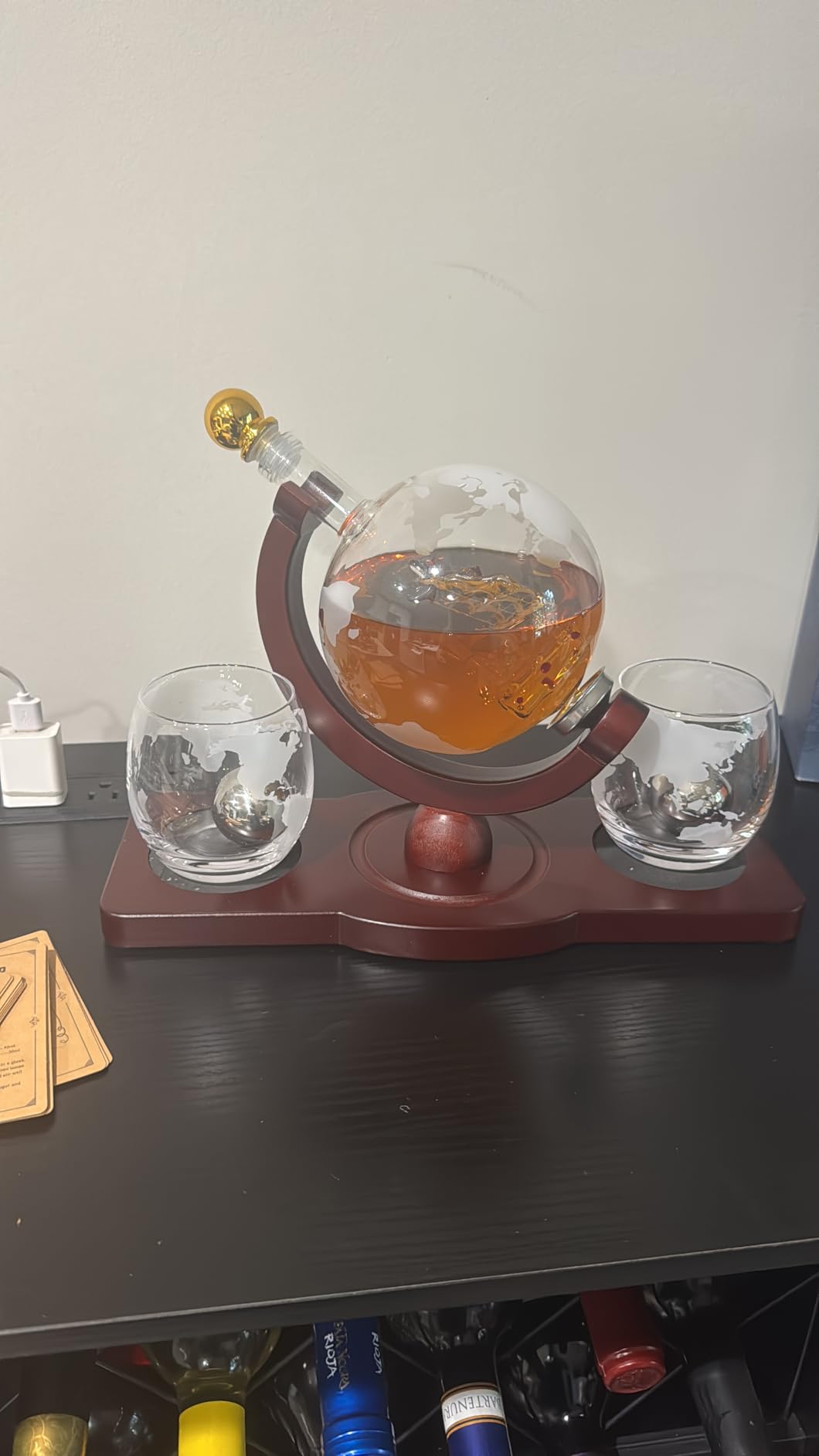 PONPUR Gifts for Men Dad Christmas, Whiskey Decanter Globe Set with 2 Ball Stones & 2 Glasses, Anniversary Birthday Gifts for Him Husband Boyfriend Brother, Cool Stuff Gift for Bourbon Scotch customer photo 1
