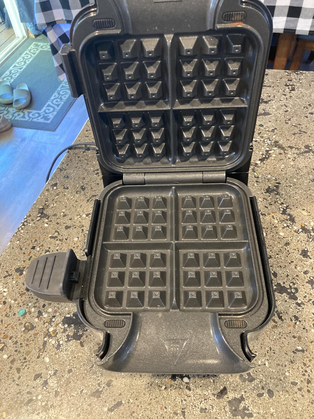 Ninja Belgian Waffle Maker Pro, 5 Shade Settings, Black/Silver, BW1001 | Vertical design, NeverStick coating, Precision-pour cup, Recipe guide, Dishwasher-safe parts customer photo 1